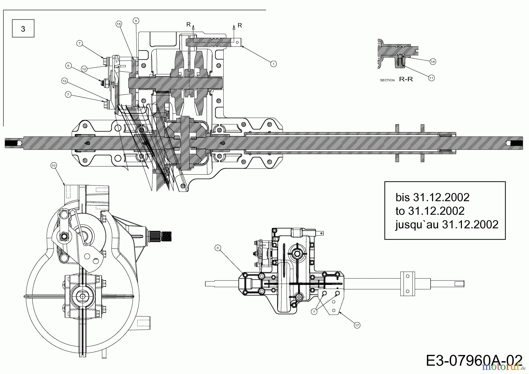  MTD Rasentraktoren RH 135/105 B 13BA508N600  (2003) Getriebe 618-0580 bis 31.12.2002