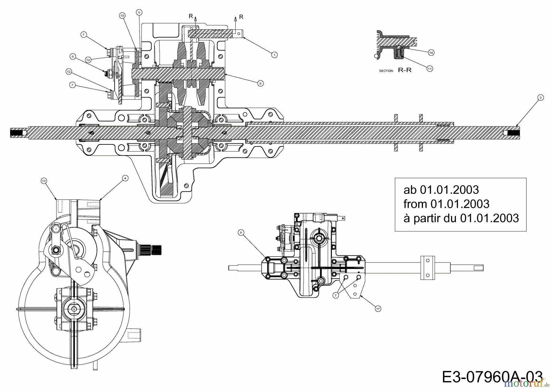  MTD Rasentraktoren SN 170 A 13B3508N678  (2003) Getriebe 618-04065 ab 01.01.2003