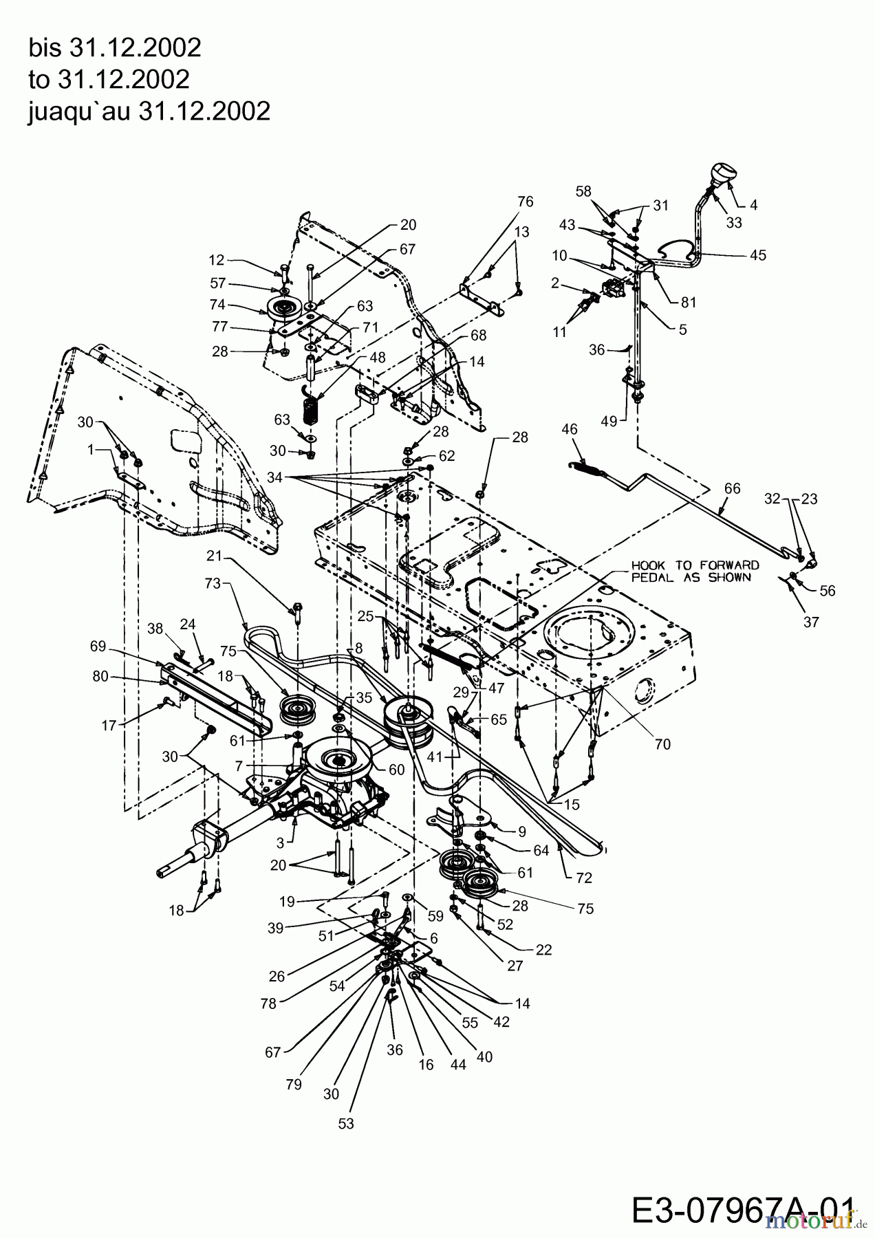  MTD Rasentraktoren SN 170 A 13B3508N678  (2003) Fahrantrieb bis 31.12.2002