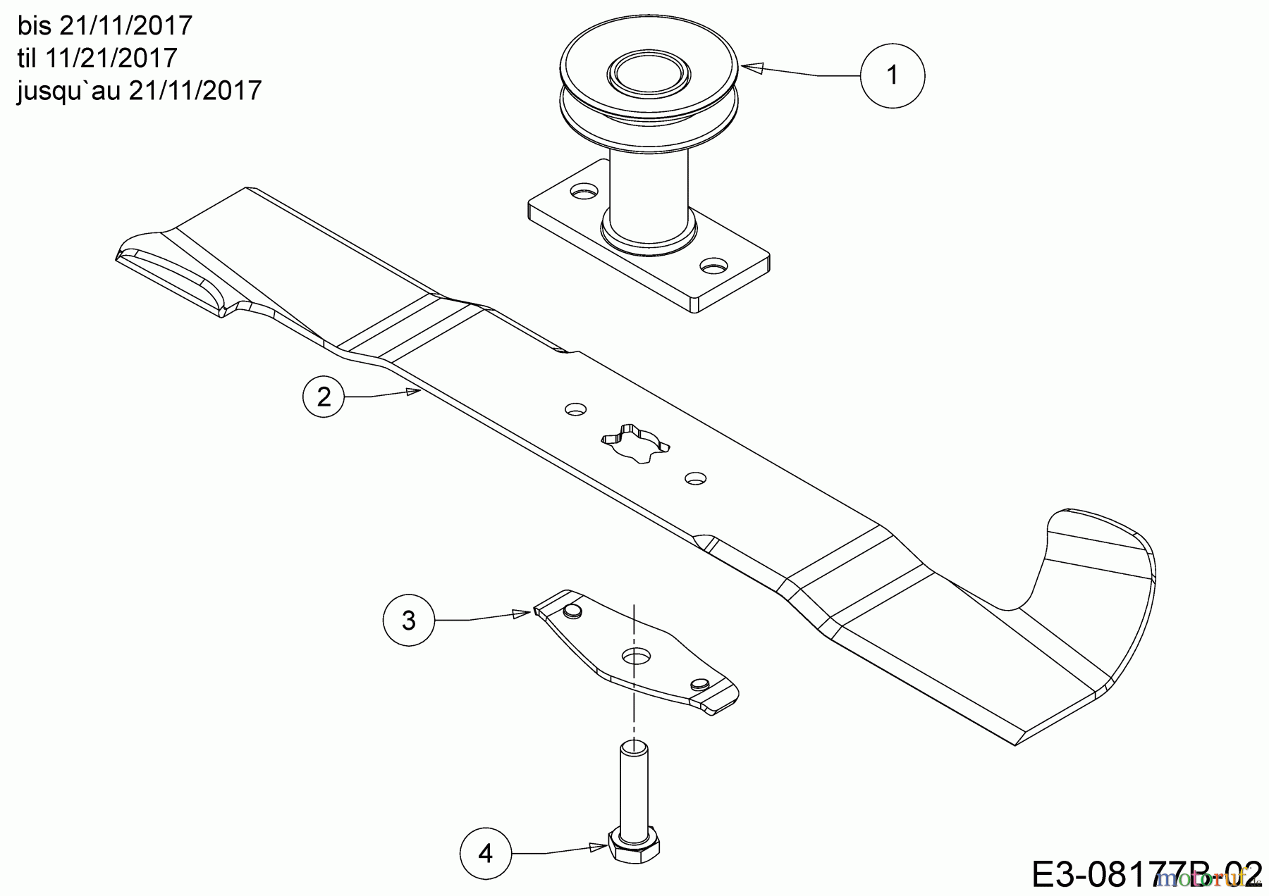 Cub Cadet Motormäher mit Antrieb LM1 AR46 12A-TQSJ603 (2018) Messer, Messeraufnahme bis 21/11/2017