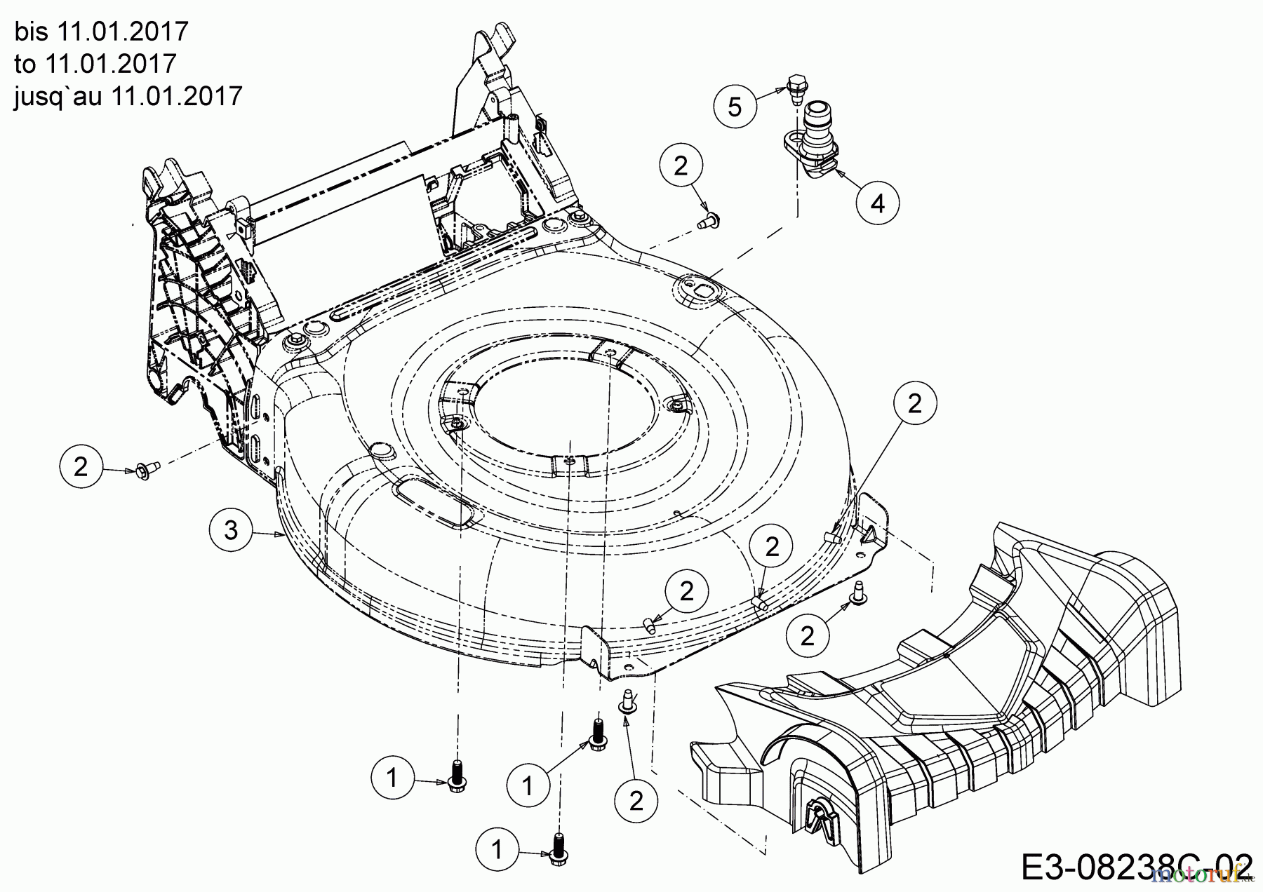  MTD Motormäher mit Antrieb SP 53 B 12B-PC8R600  (2017) Mähwerksgehäuse, Waschdüse bis 11.01.2017