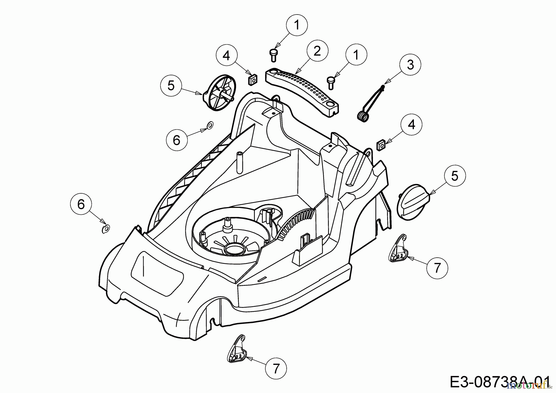  Wolf-Garten Elektromäher Blue Power 34 E 18BWF1X1C50  (2016) Tragegriff