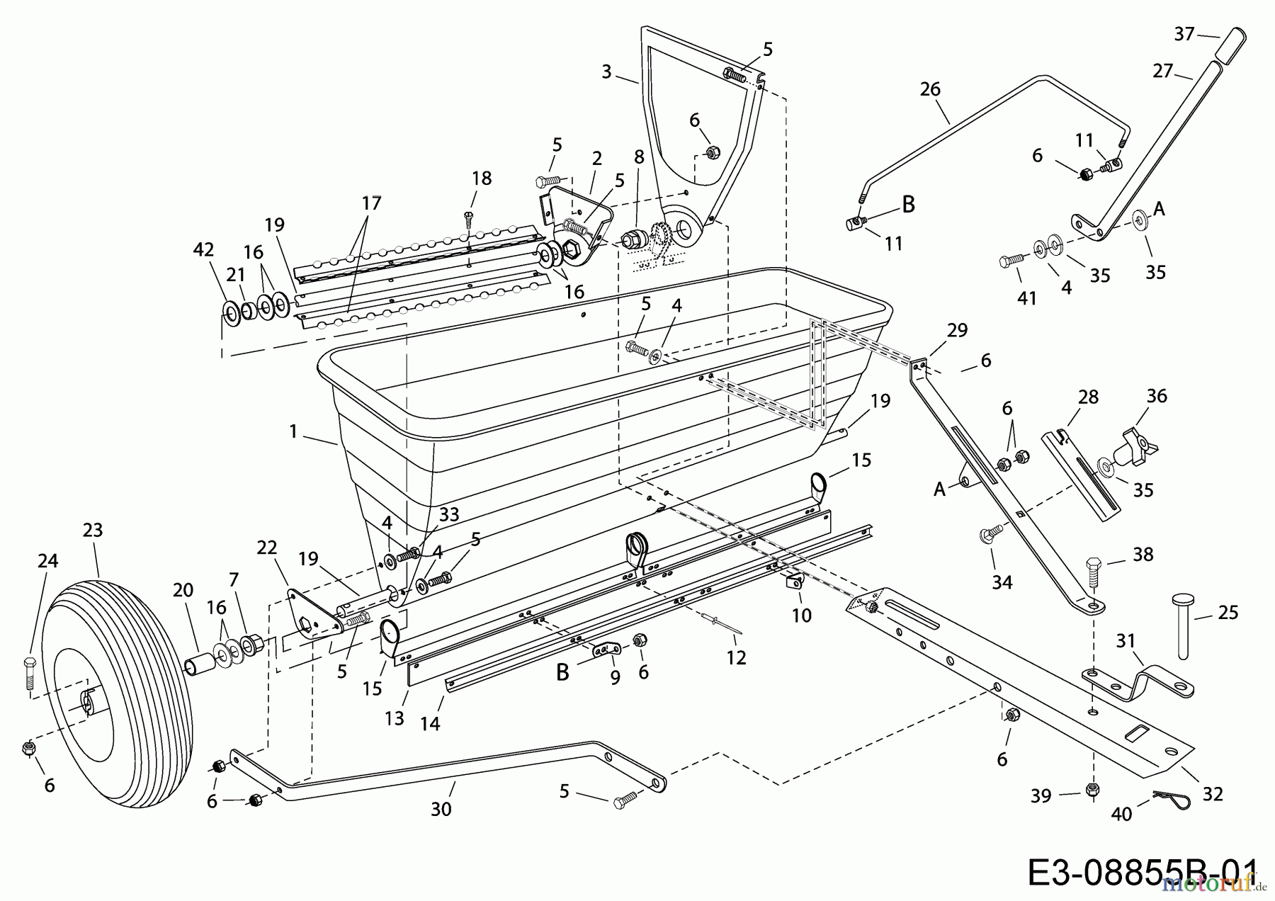 MTD Zubehör Zubehör Garten- und Rasentraktoren Streuer 45-02881 (196-003-000) 196-003-000 (2003) Grundgerät