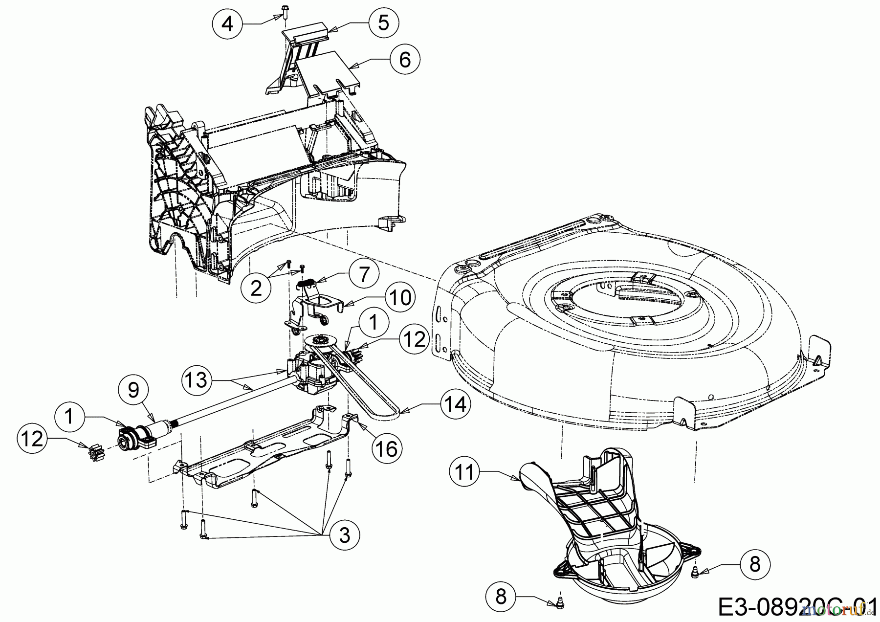  Cub Cadet Motormäher mit Antrieb LM3 CR46SG 12ABTV5E603G  (2017) Getriebe, Keilriemen