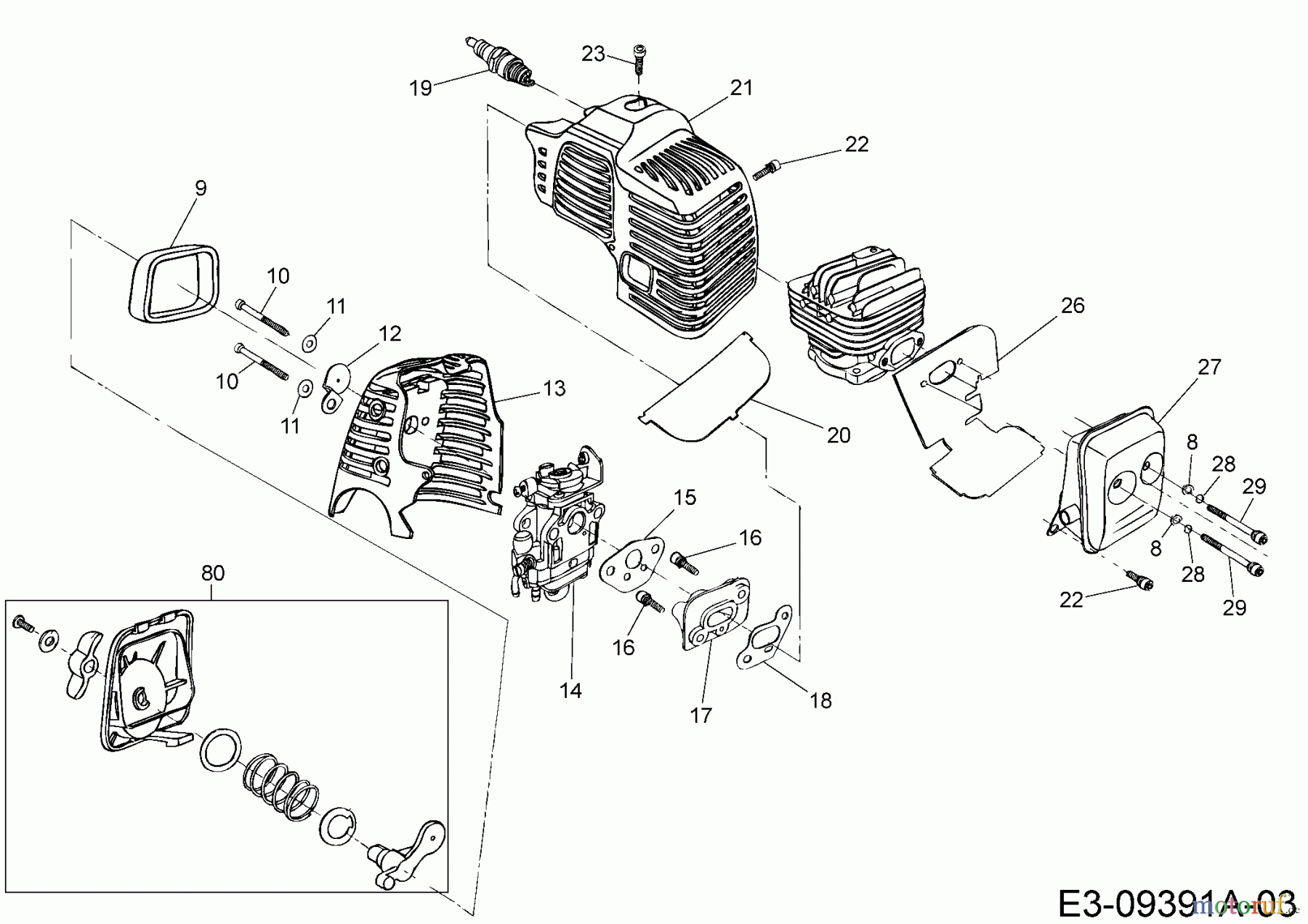  MTD Motorsensen 1033 J 41AD7UXJ648  (2017) Auspuff, Luftfilter, Vergaser