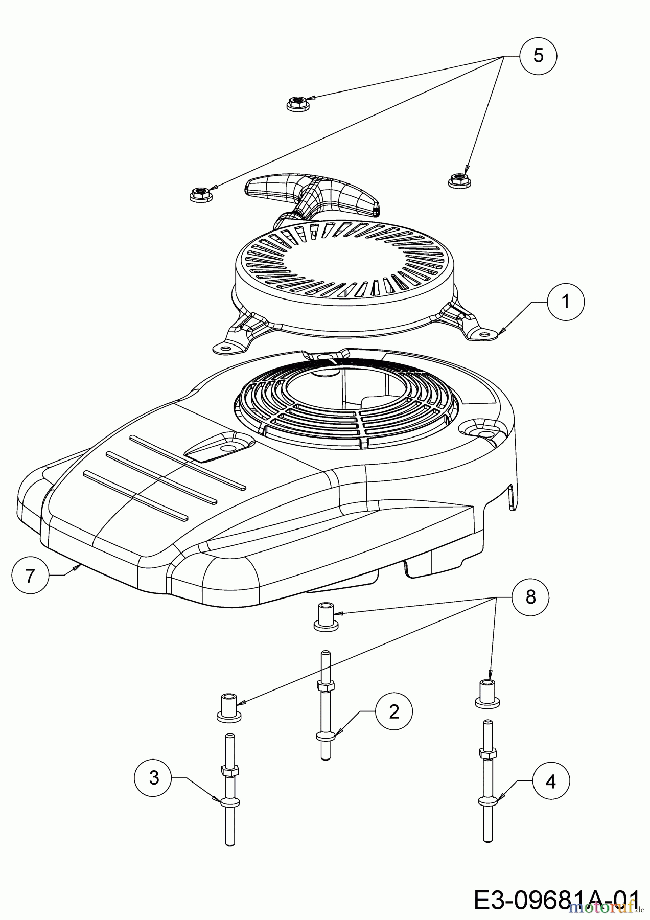 MTD-Motoren Vertikal 1P61BHB 752Z1P61BHB (2015) Motorhaube, Reversierstarter