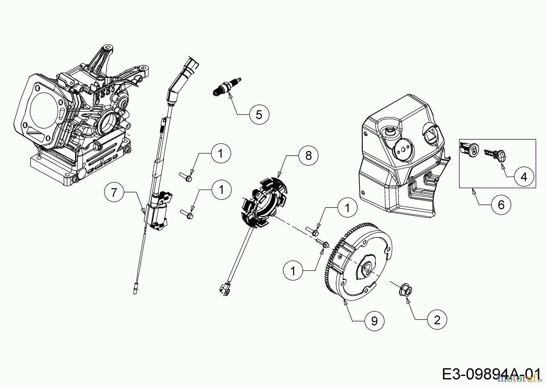  MTD-Motoren MTD horizontal 670-WH 752Z670-WH  (2017) Schwungrad, Stoppschalter, Zündschlüssel, Zündung