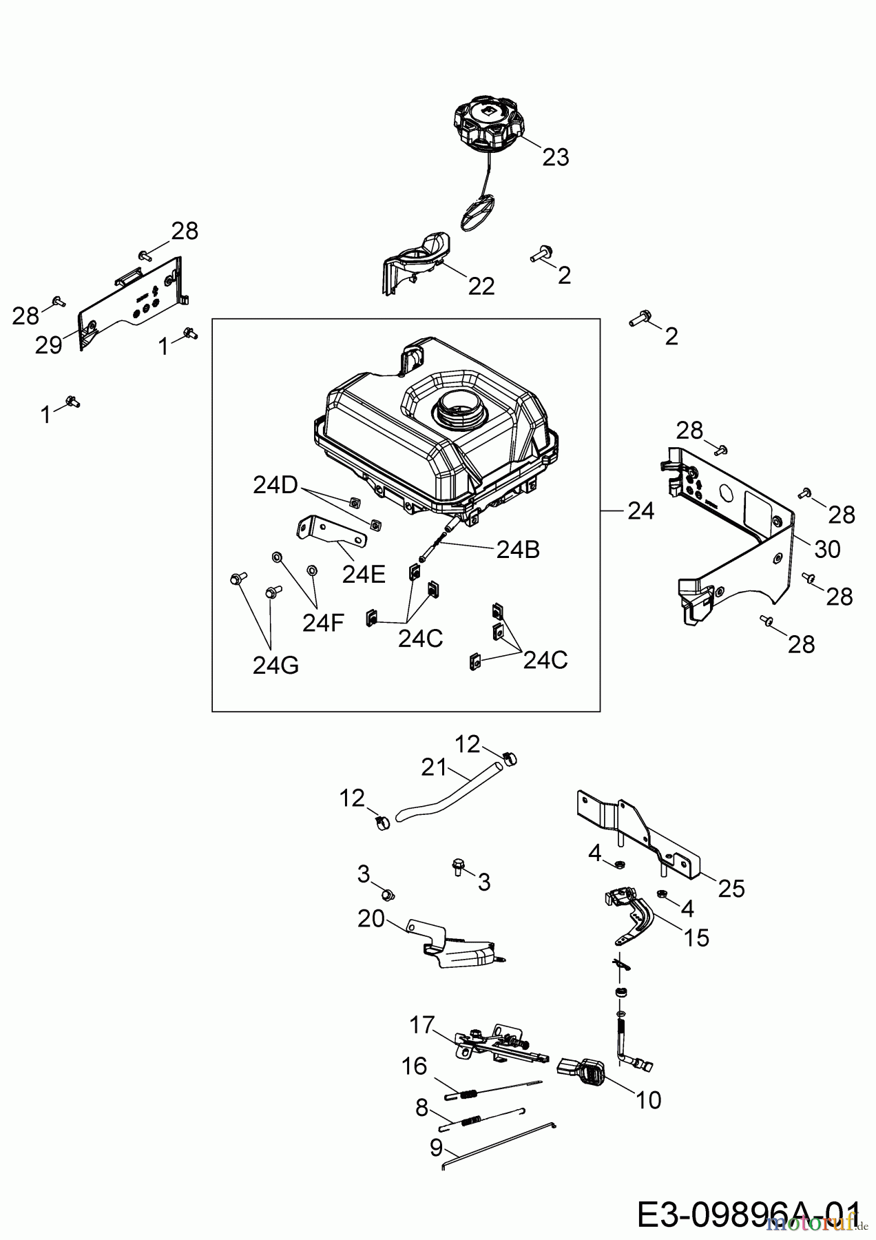 MTD-Motoren MTD horizontal 670-WH 752Z670-WH (2017) Regelung, Tank