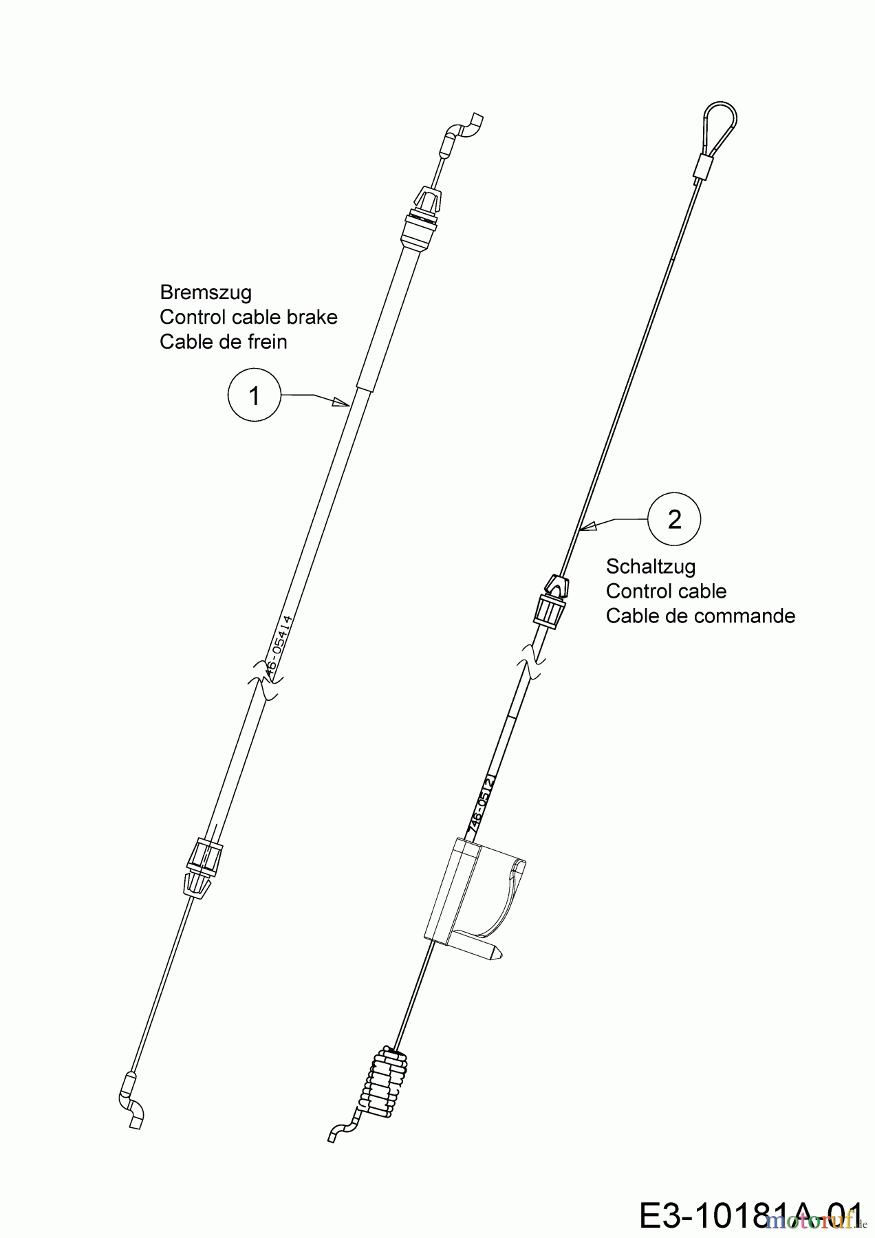  Cub Cadet Motormäher mit Antrieb LM3 ER53S 12ABPV7D603  (2017) Bremszug, Schaltzug