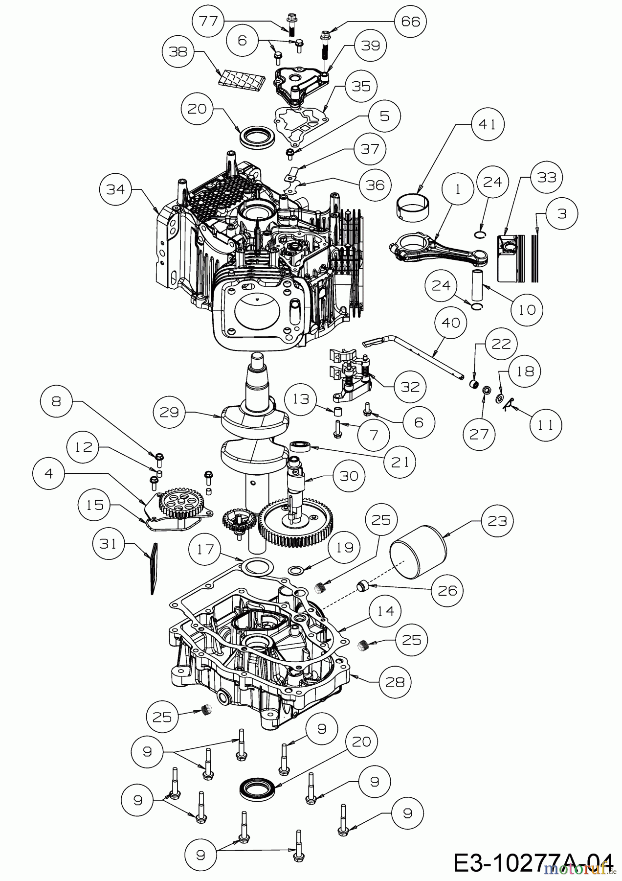 MTD-Motoren Vertikal 9Q78HU 752Z9Q78HU (2017) Kolben, Kurbelwelle, Nockenwelle, Pleuel
