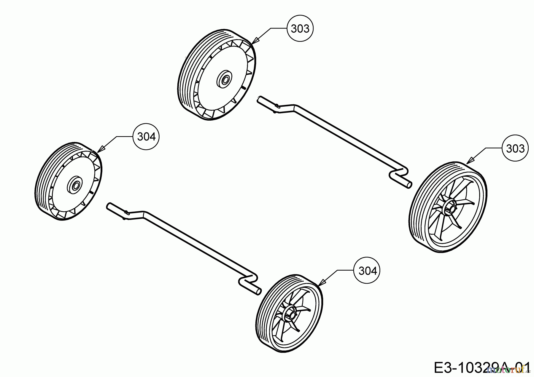 Wolf-Garten Elektromäher Blue Power 34 E 18BWF1X1C50 (2015) Räder