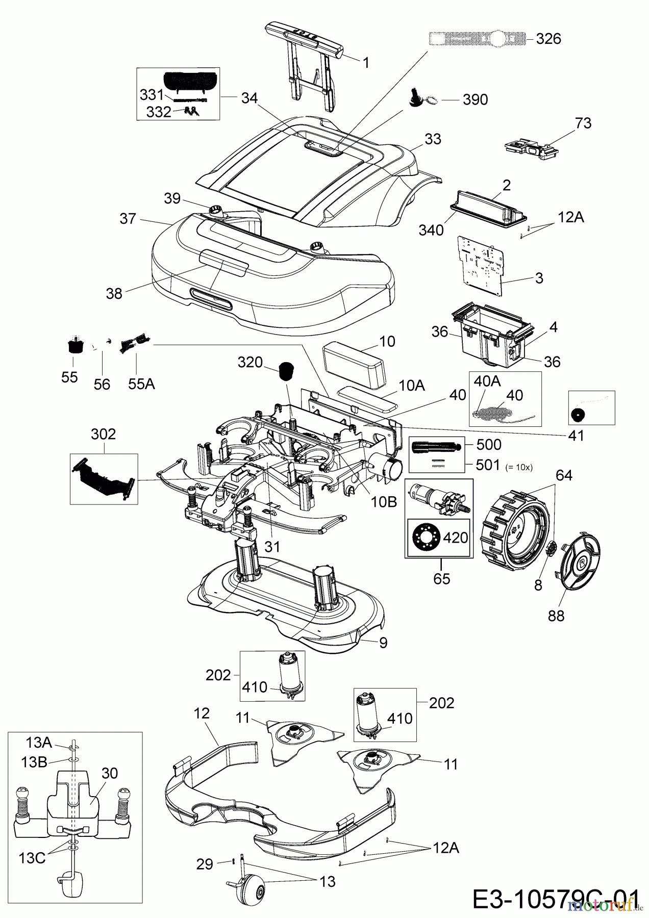 Robomow Mähroboter RS635 PRO S PRD6300G (2017) Elektromotore, Gehäuse, Messer, Räder