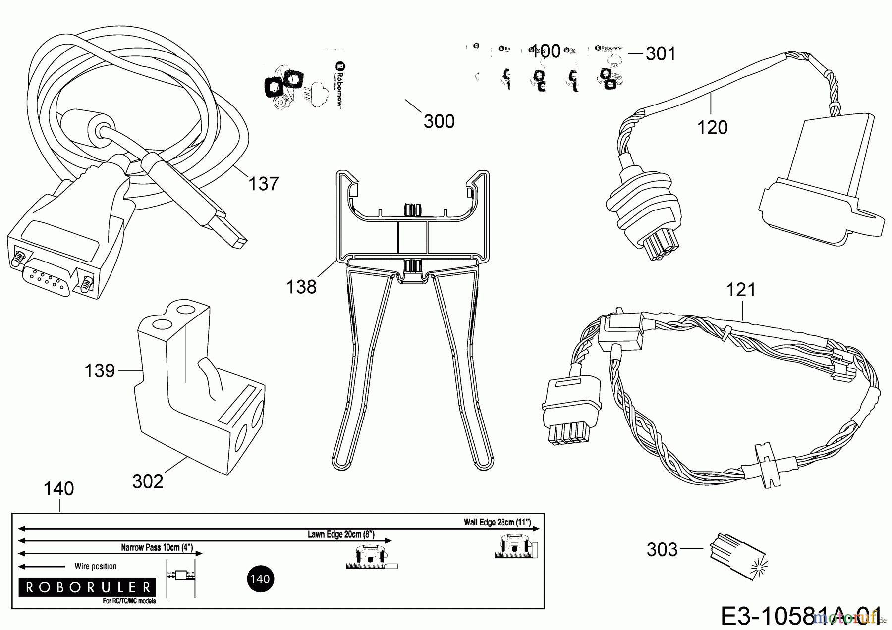  Robomow Mähroboter RC304 PRD7004B  (2015) Kabel, Kabelanschluß, Regensensor, Werkzeug