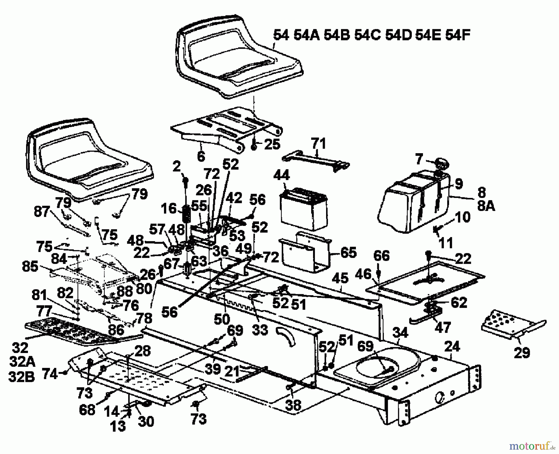  MTD Rasentraktoren B 160 13AF675G678  (1998] Rahmen, Sitz, Tank