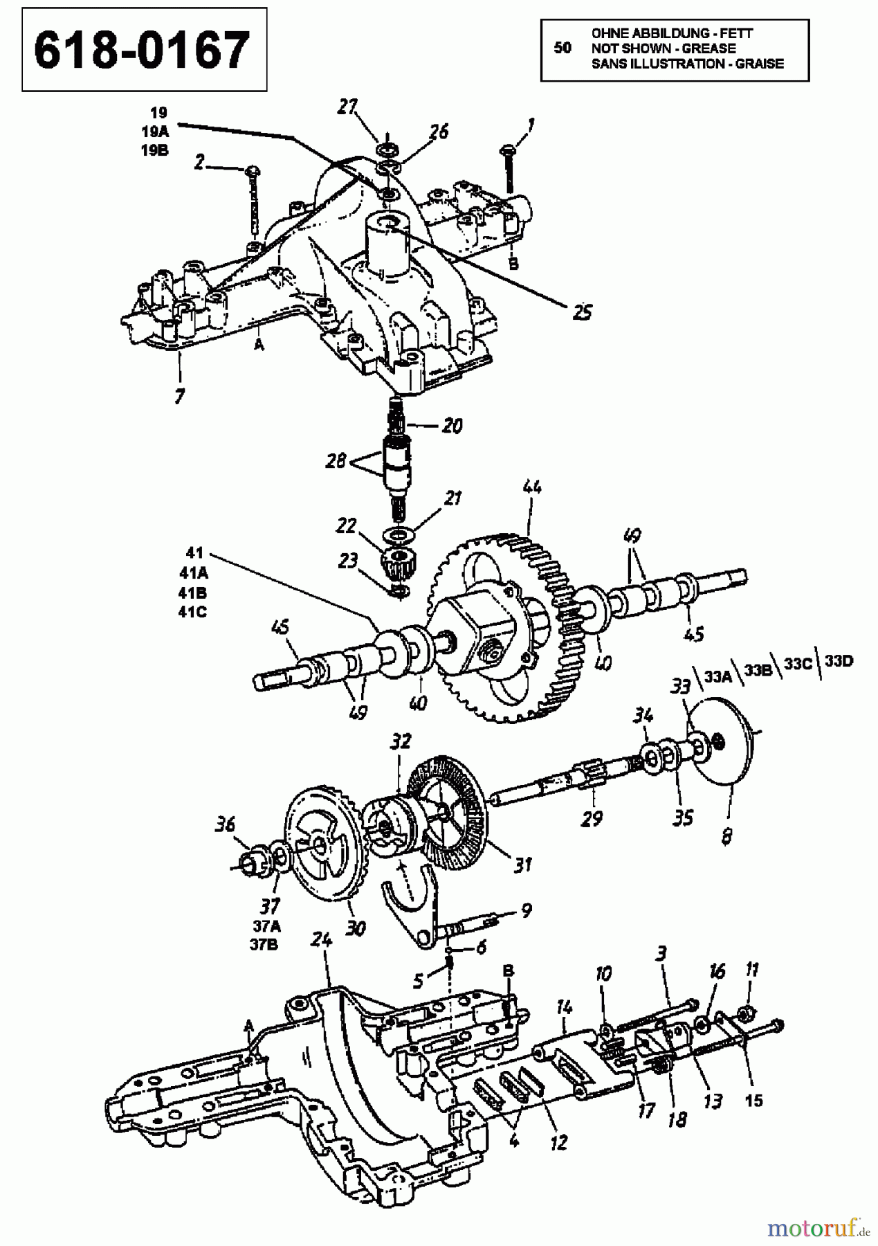  Bricobi Rasentraktoren BA 15/1020 13AD763N601  (1997) Getriebe