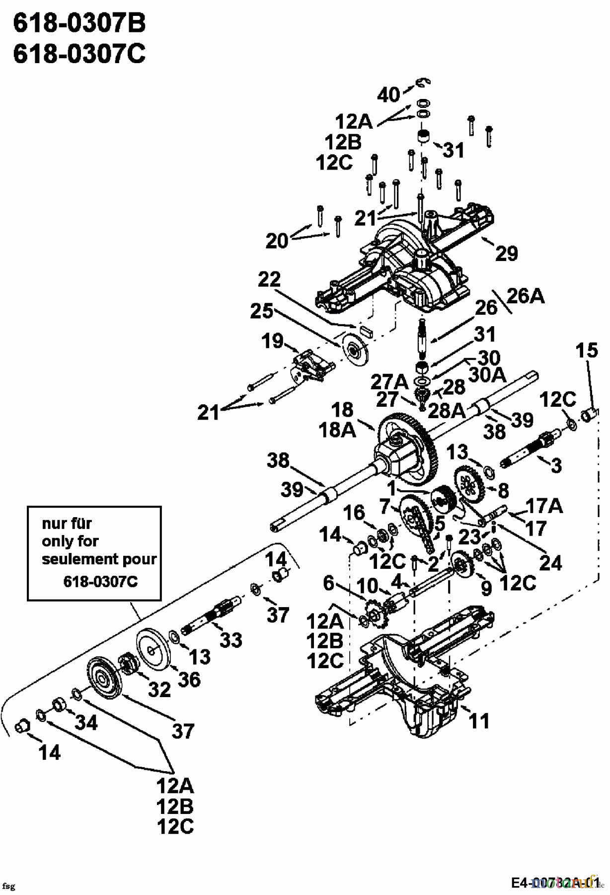  Yard-Man ältere Modelle Rasentraktoren AG 6145 13BP604G643  (2001) Getriebe