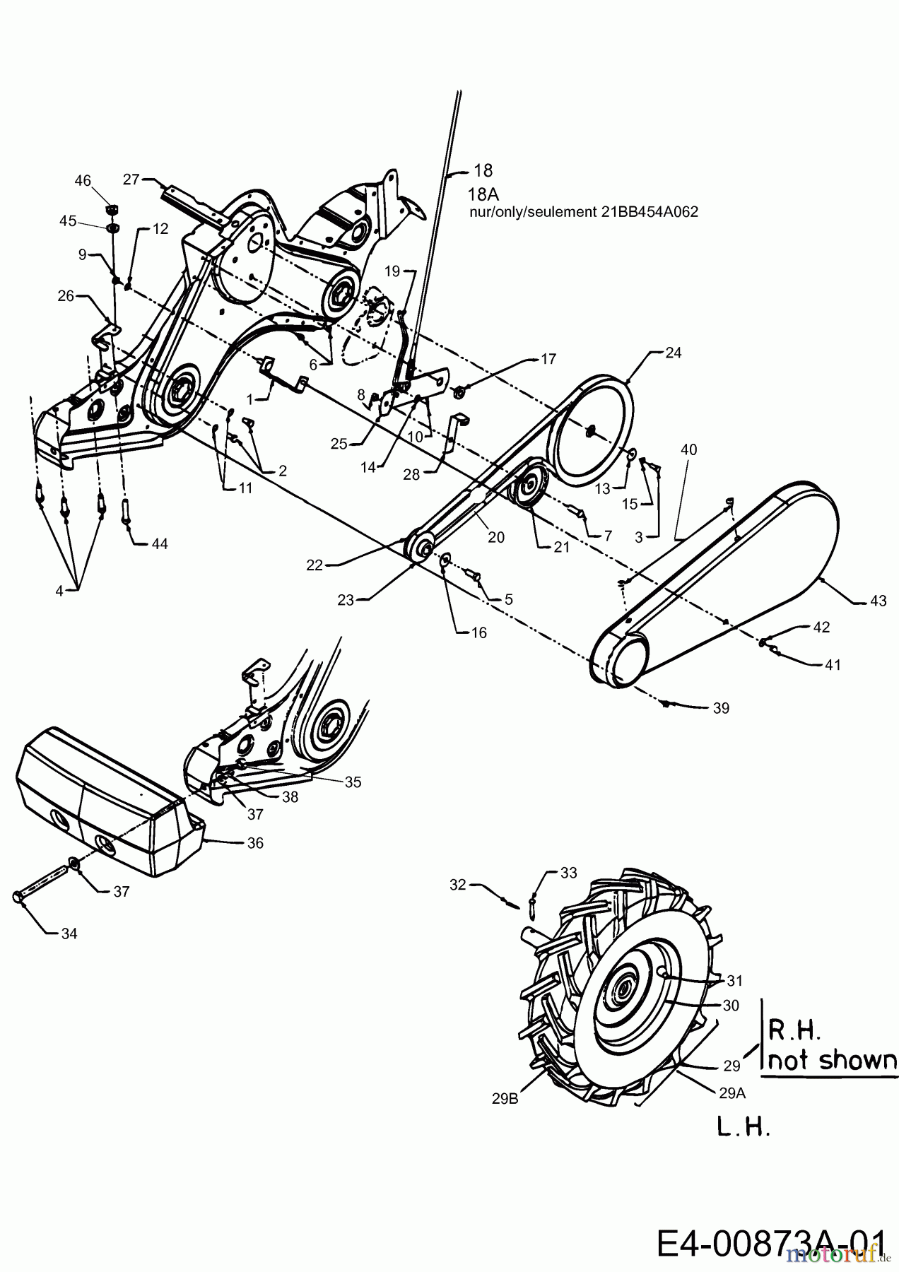  MTD ältere Modelle Motorhacken T/450 21BB454A062  (2002) Getriebe, Räder