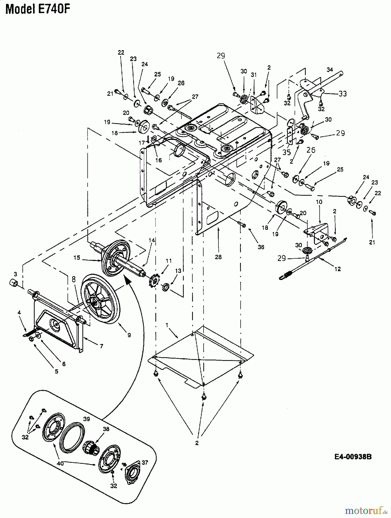  MTD Schneefräsen E 740 F 31AE740F678  (2001) Fahrantrieb