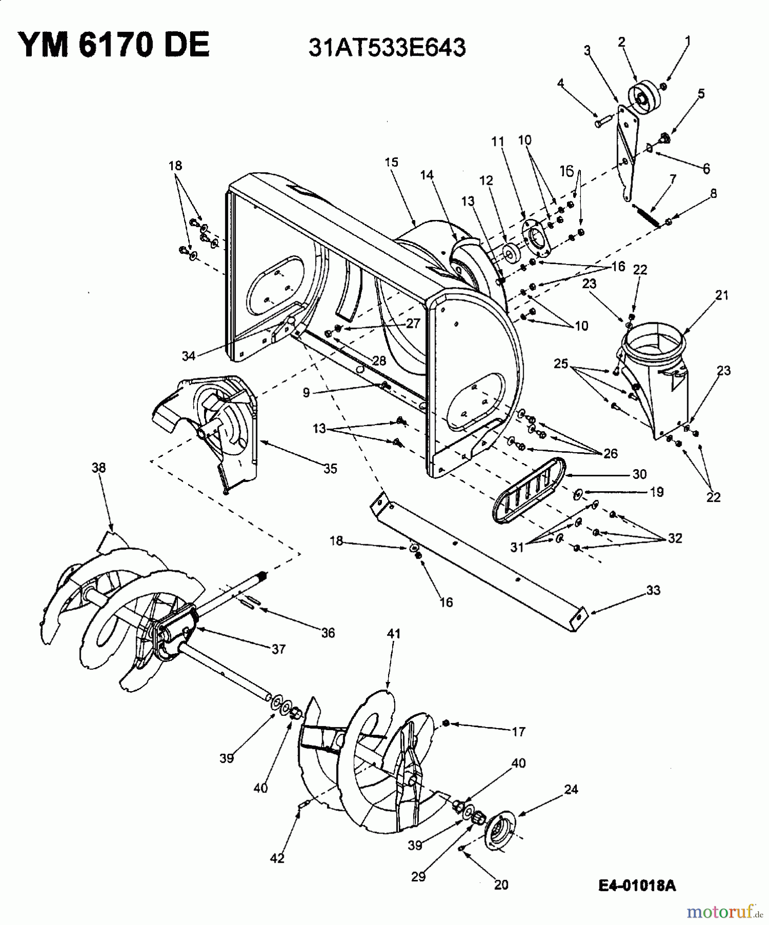  Yard-Man Schneefräsen E 533 E 31AE533E643  (2000) Fräsgehäuse, Schnecke, Schneckengetriebe