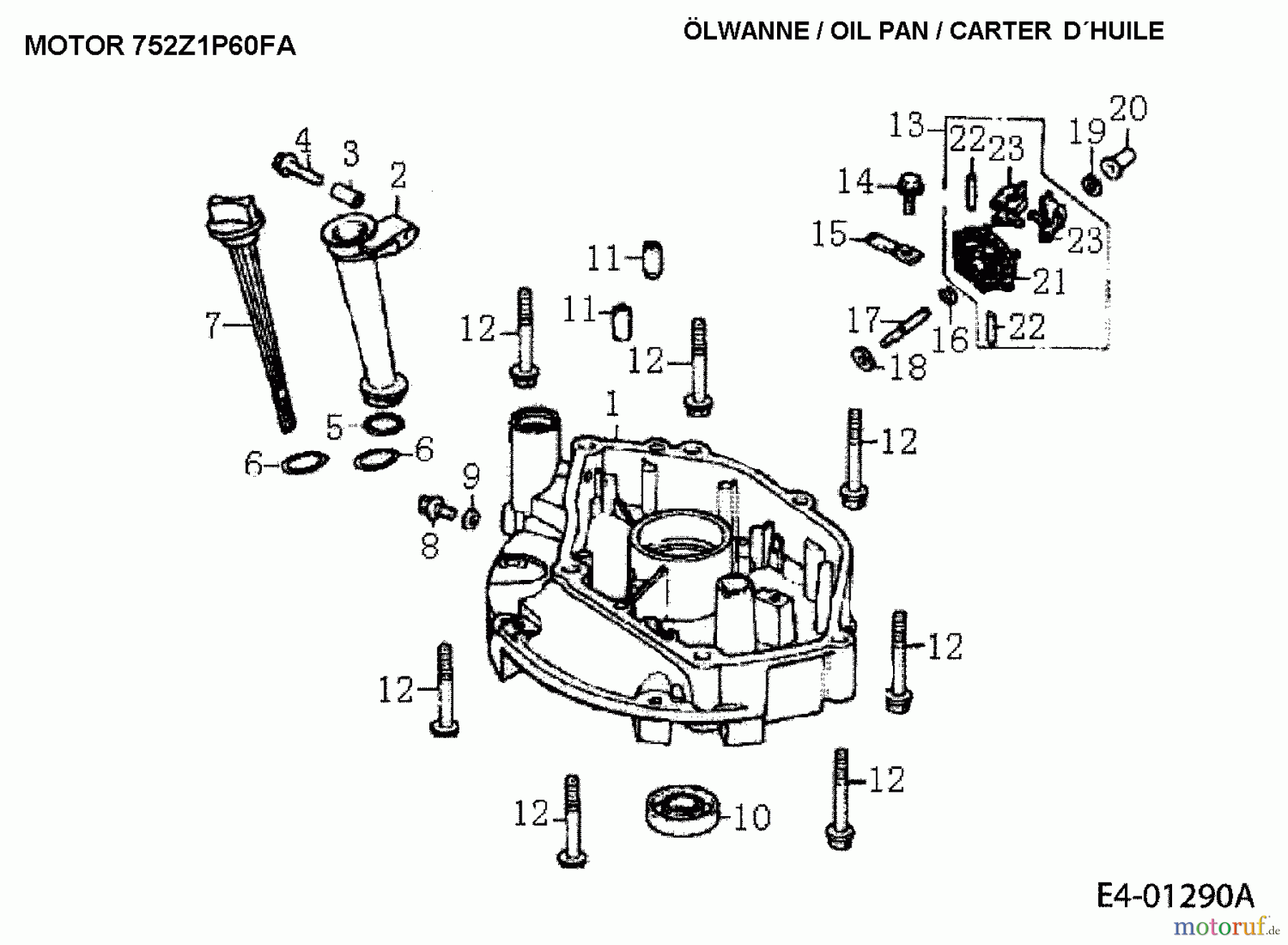  MTD-Motoren MTD vertikal 1 P 60 FA 752Z1P60FA  (2005) Ölwanne