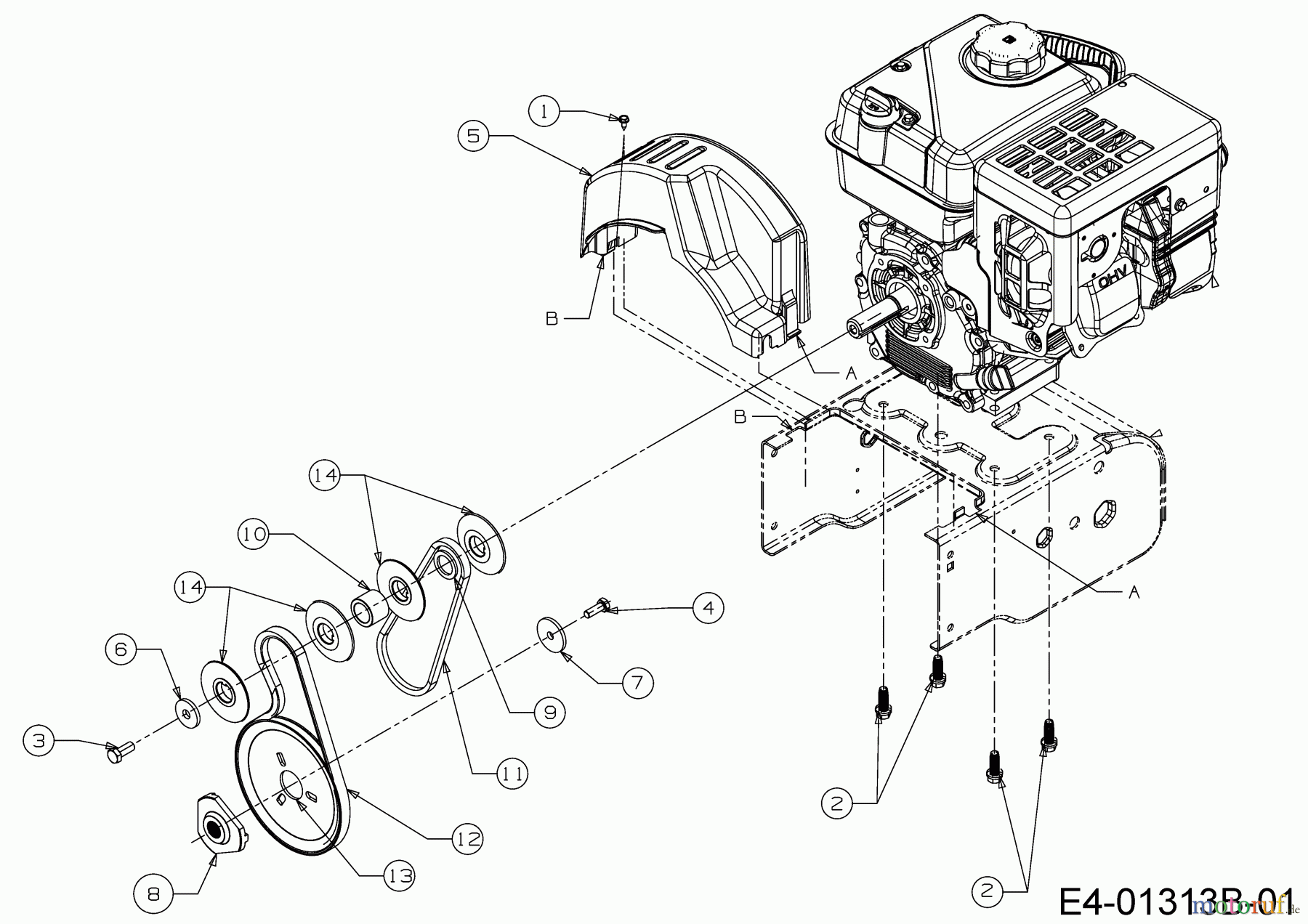  MTD Schneefräsen M 56 31B-32AD678  (2015) Motor, Keilriementrieb