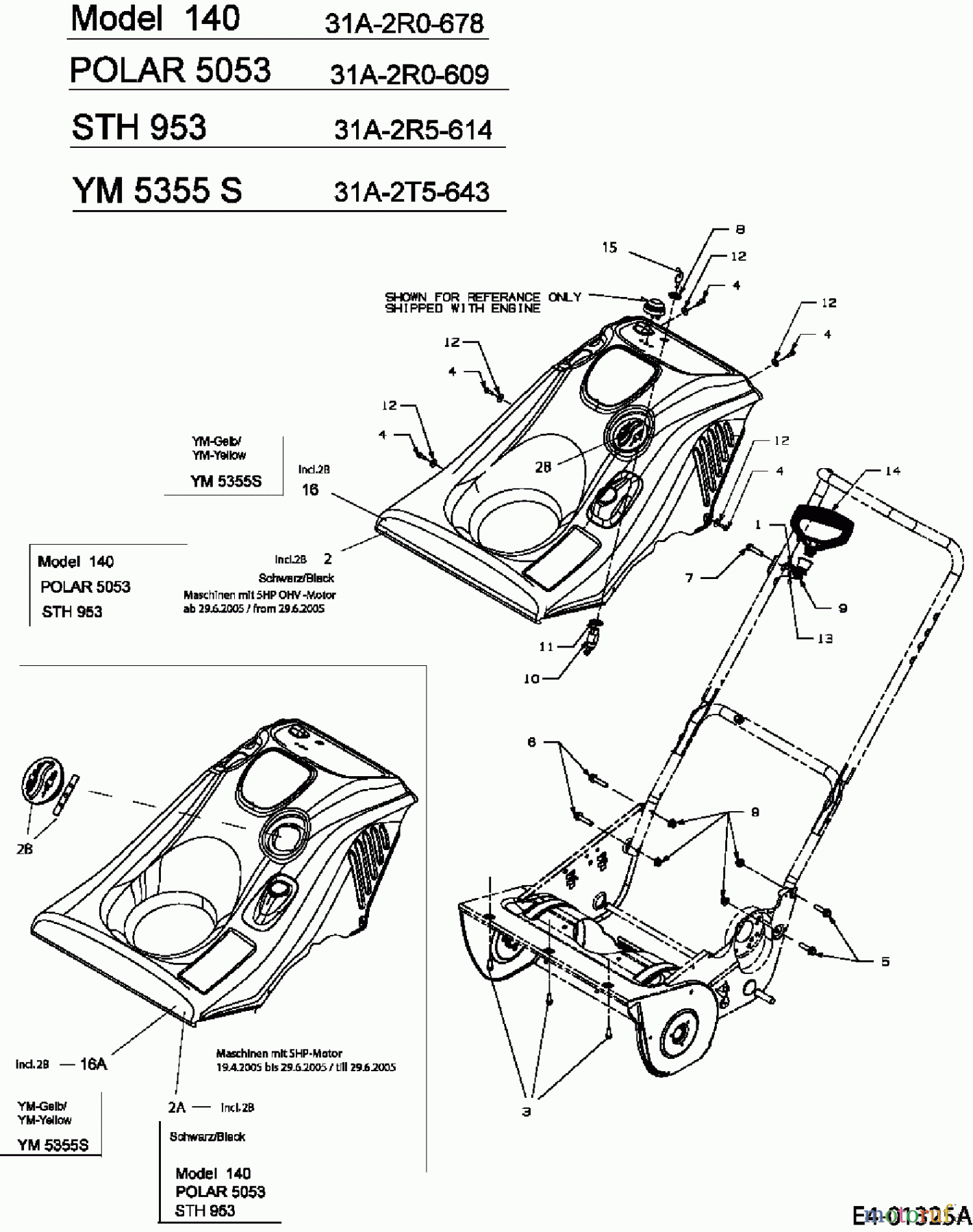 Troy-Bilt Schneefräsen POLAR 5053 31A-2R0-609 (2006) Motorabdeckung