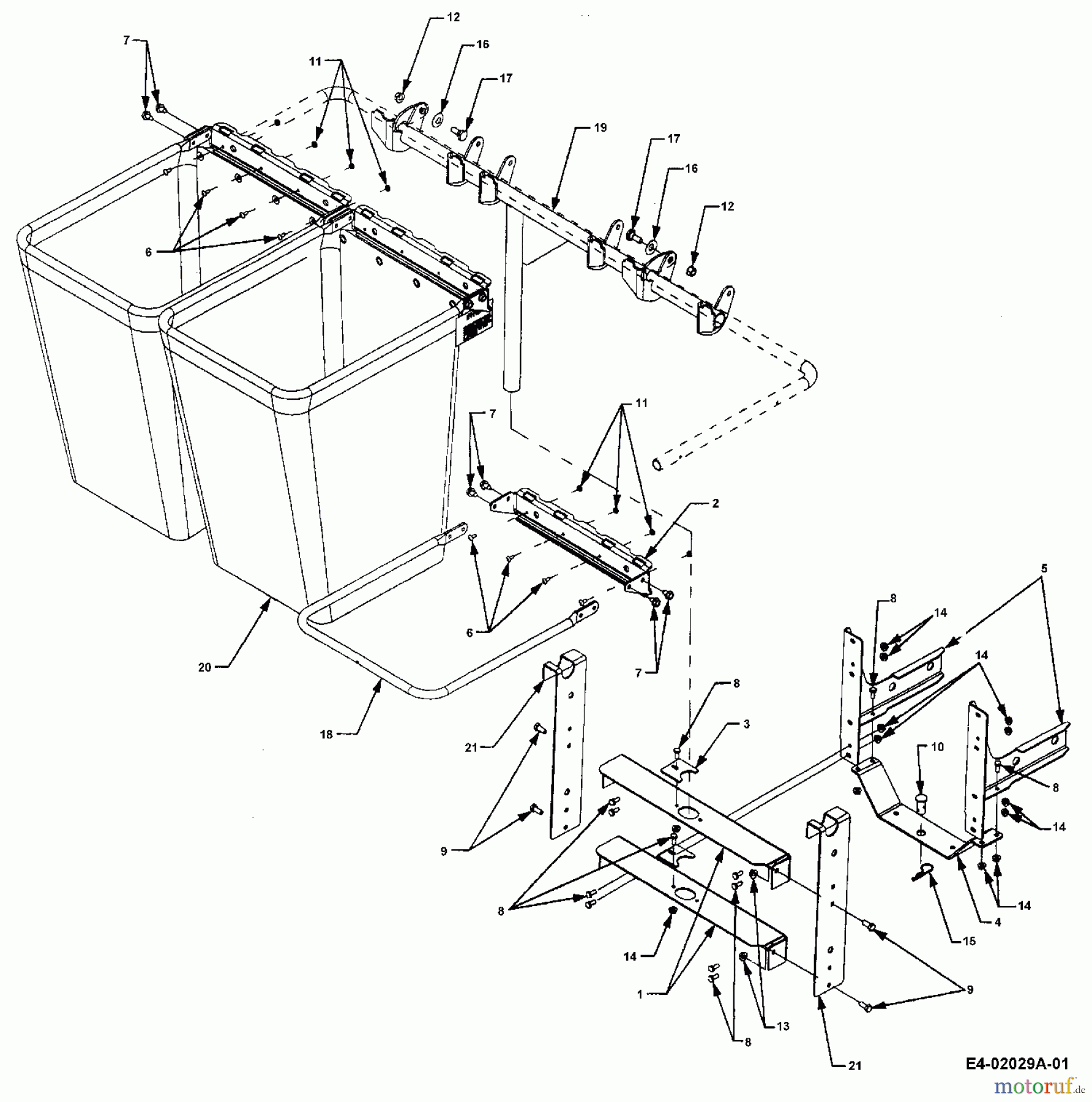  MTD Zubehör Zubehör Garten- und Rasentraktoren Grasfangvorrichtung für CC 2000 SD Serie mit Mähwerk 44