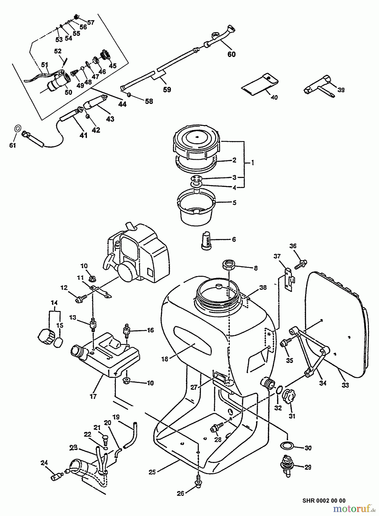  Echo Pflanzenschutzspritzen SHR-2100 - Echo Power Sprayer Tank Assy, Fuel Sys, Frame Assy, Hose And Wand Assy, Tools