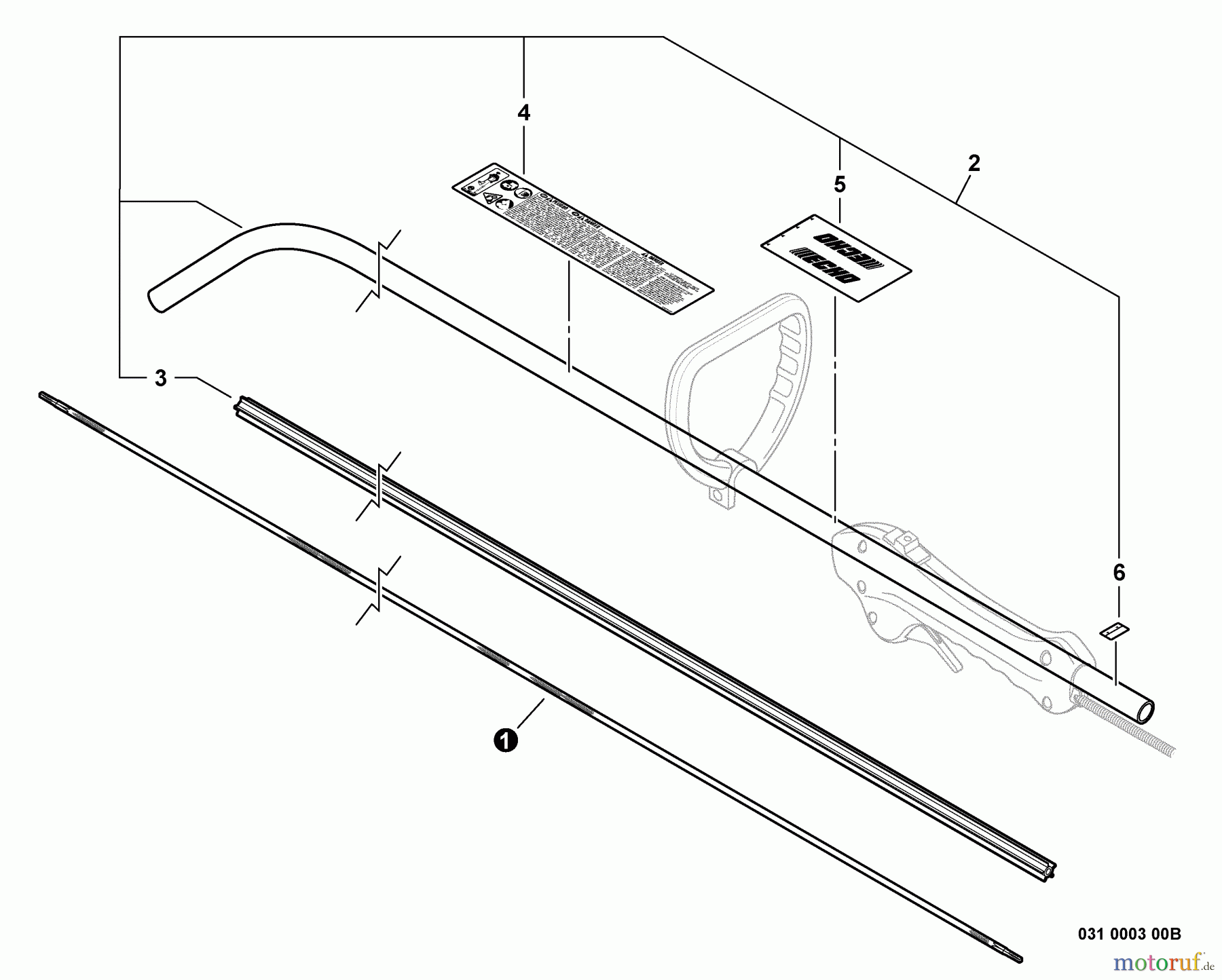  Echo Trimmer, Faden / Bürste GT-225 - Echo String Trimmer, S/N:S09313001001 - S09313999999 Main Pipe, Flexible Driveshaft