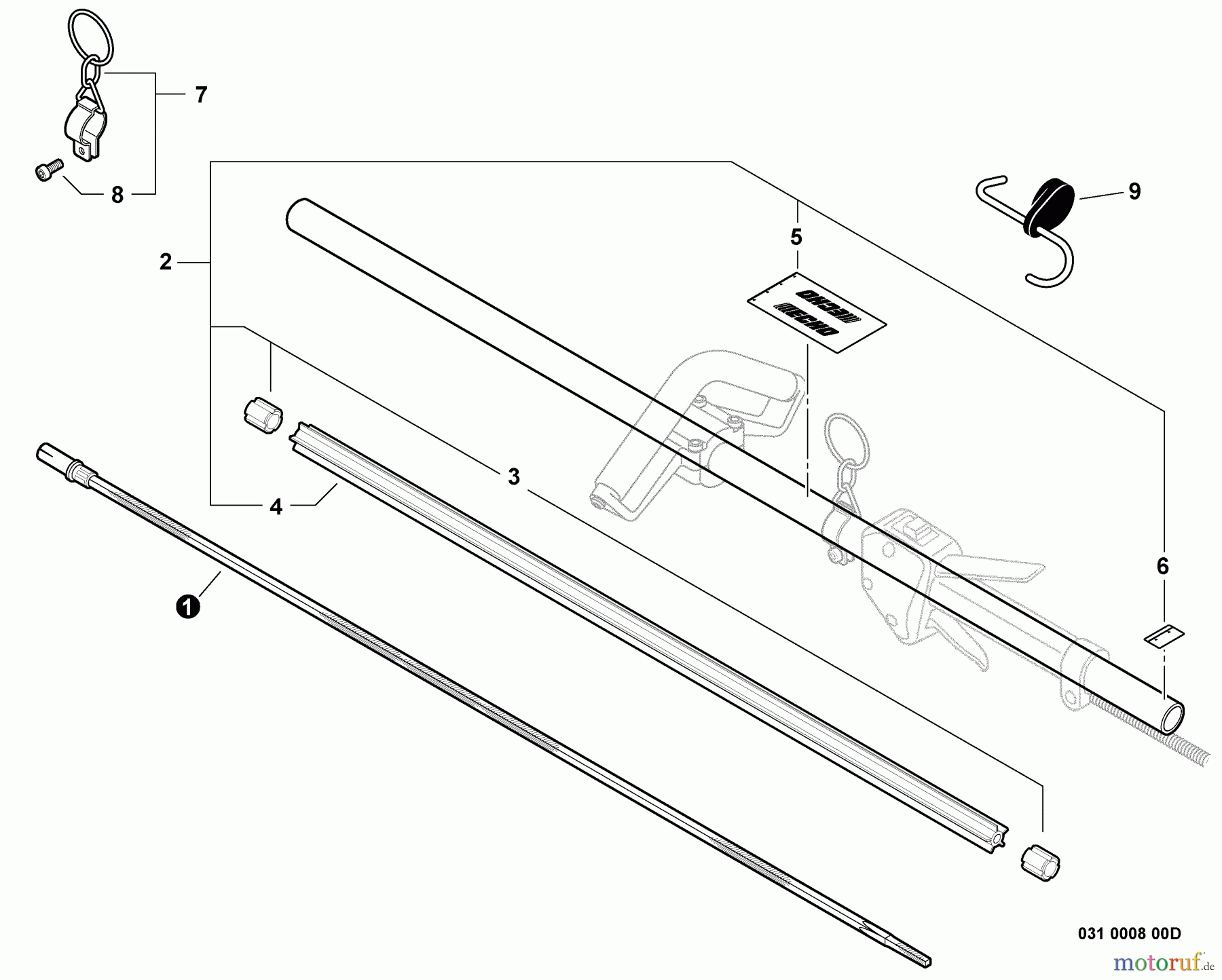Echo Trimmer, Faden / Bürste PAS-230 - Echo Power Unit, Main Pipe Assembly, Driveshaft