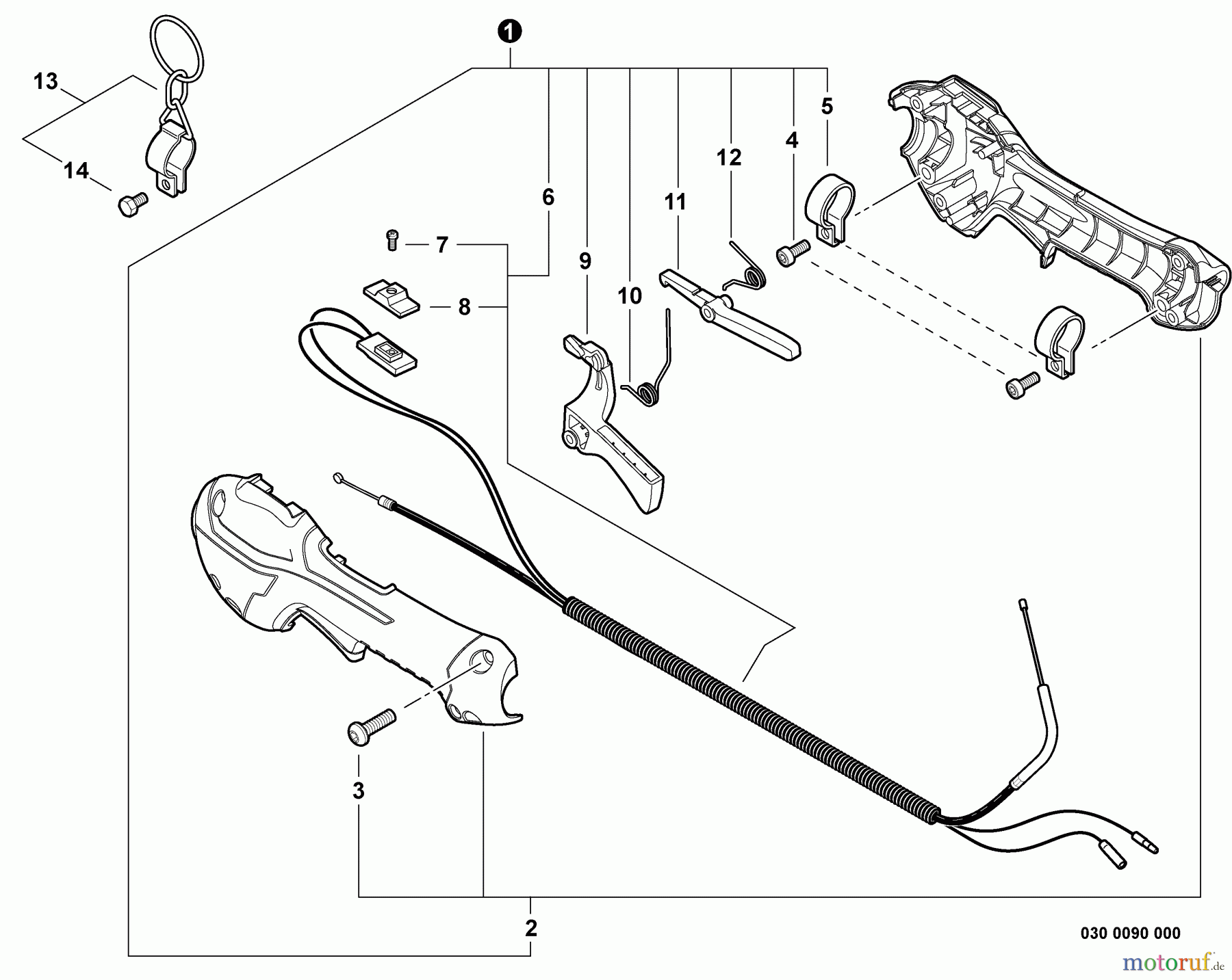 Echo Trimmer, Faden / Bürste PAS-266 - Echo Power Unit, Control Handle, Control Cable Assembly S/N: T44211002250 - T44211999999