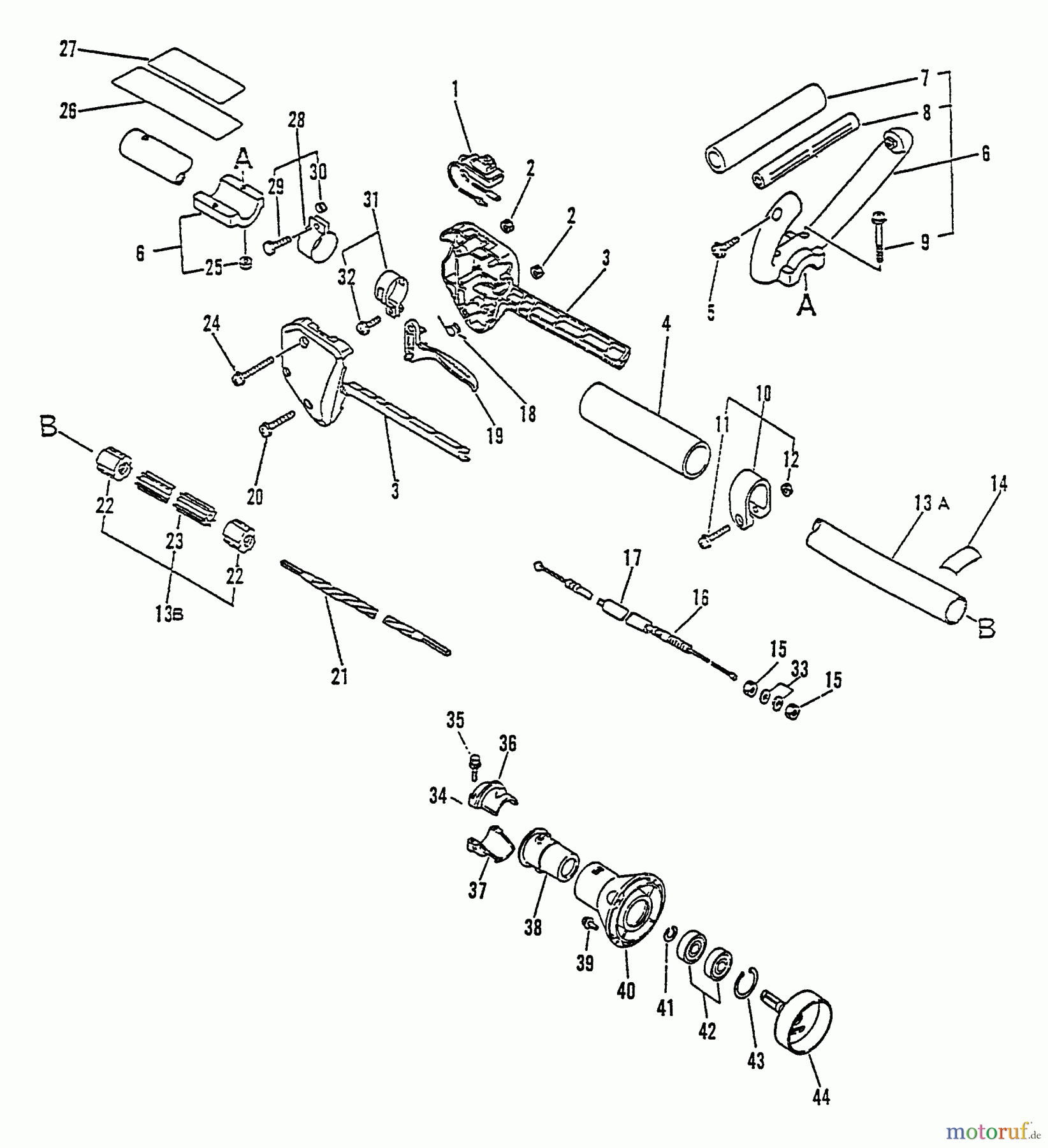  Echo Trimmer, Faden / Bürste SRM-2501 - Echo String Trimmer, S/N:061969 - 079351 Driveshaft, Handles, Throttle, Stop Switch, Clutch Housing