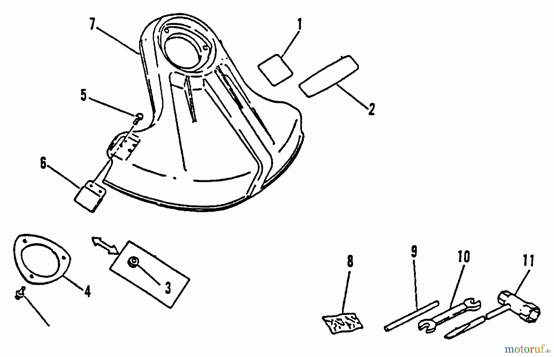 Echo Trimmer, Faden / Bürste SRM-2501 - Echo String Trimmer, S/N:061969 - 079351 Plastic Shield, Tools