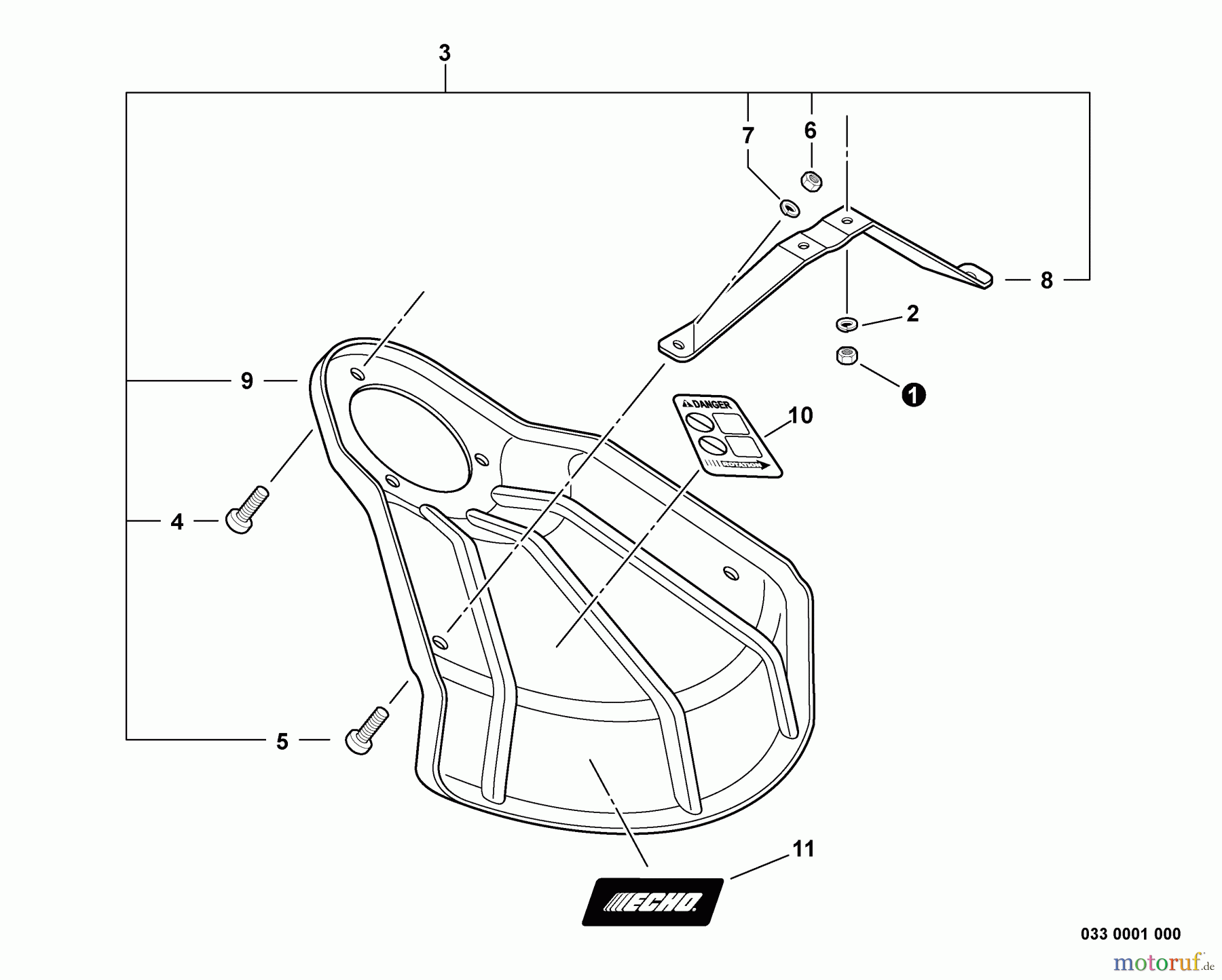  Echo Trimmer, Faden / Bürste SRM-311 - Echo String Trimmer, S/N:S66911001001 - S66911999999 Debris Shield - Metal