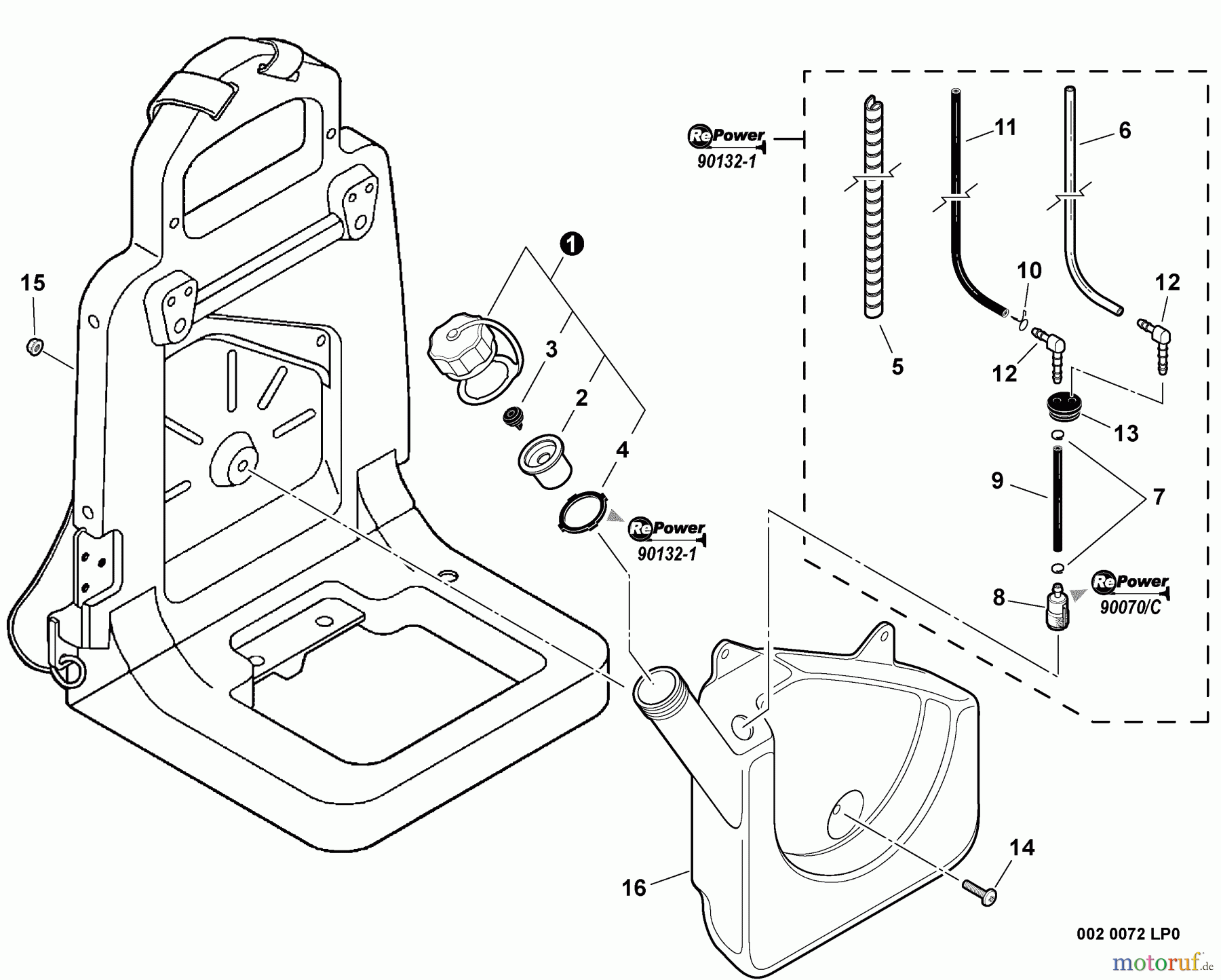  Echo Bläser / Sauger / Häcksler / Mulchgeräte	 PB-500H - Echo Back Pack Blower,  Fuel System  S/N: P31513001145 - P31513999999