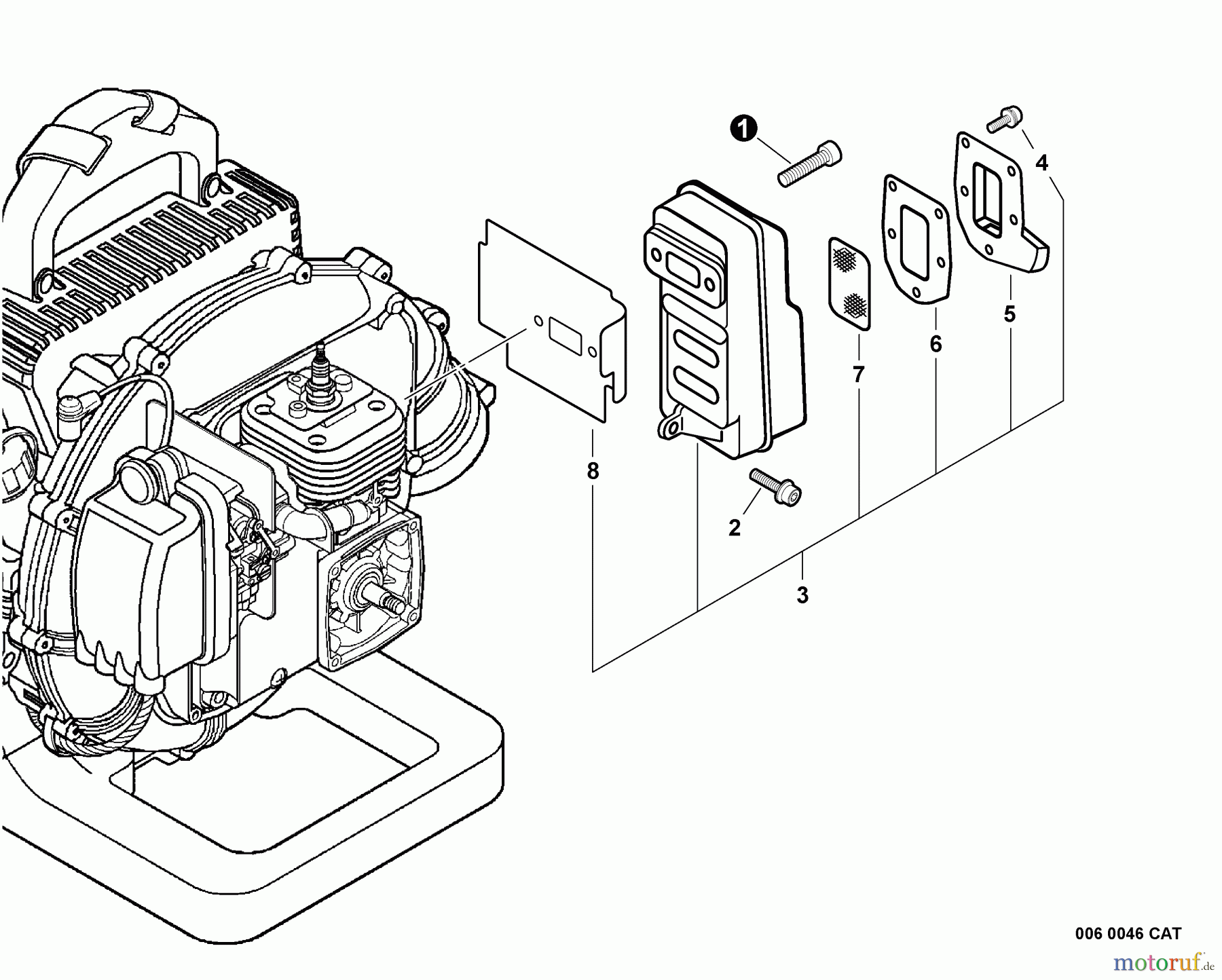  Echo Bläser / Sauger / Häcksler / Mulchgeräte	 PB-500T - Echo Back Pack Blower, S/N: P31212001001 - P31212999999 Exhaust