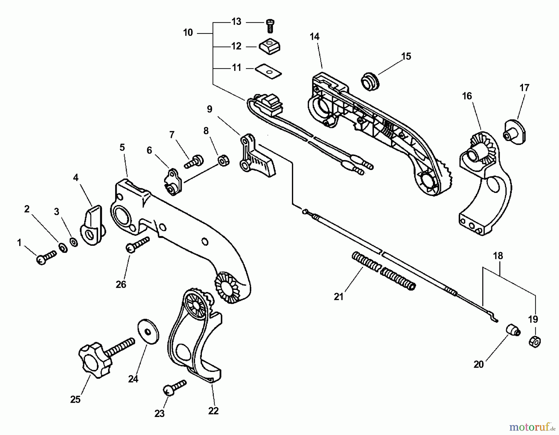  Echo Bläser / Sauger / Häcksler / Mulchgeräte	 PB-603 - Echo Back Pack Blower, S/N: 04001001 - 04999999 Handle, Ignition Switch, Throttle Cable