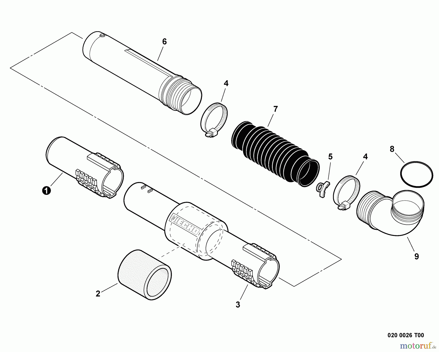  Echo Bläser / Sauger / Häcksler / Mulchgeräte	 PB-760LNT - Echo Back Pack Blower, Blower Tubes