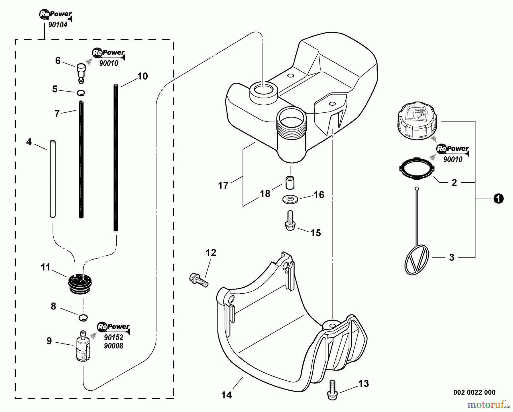  Echo Trimmer, Faden / Bürste GT-230 - Echo String Trimmer, S/N:S85712001001 - S85712999999 Fuel System  S/N: S85712001001 - S85712007664