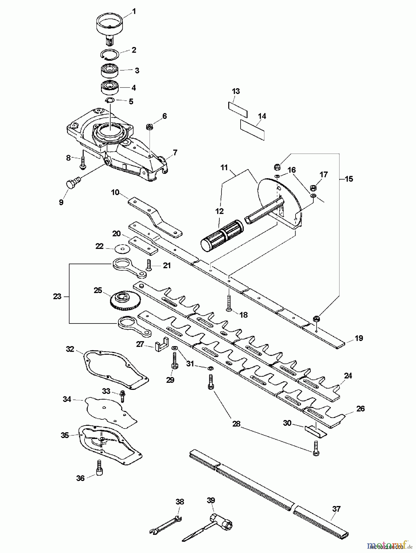  Echo Heckenscheren HC-201 - Echo Hedge Trimmer, S/N: 06001001 - 06999999 Blades, Gear Case, Tools