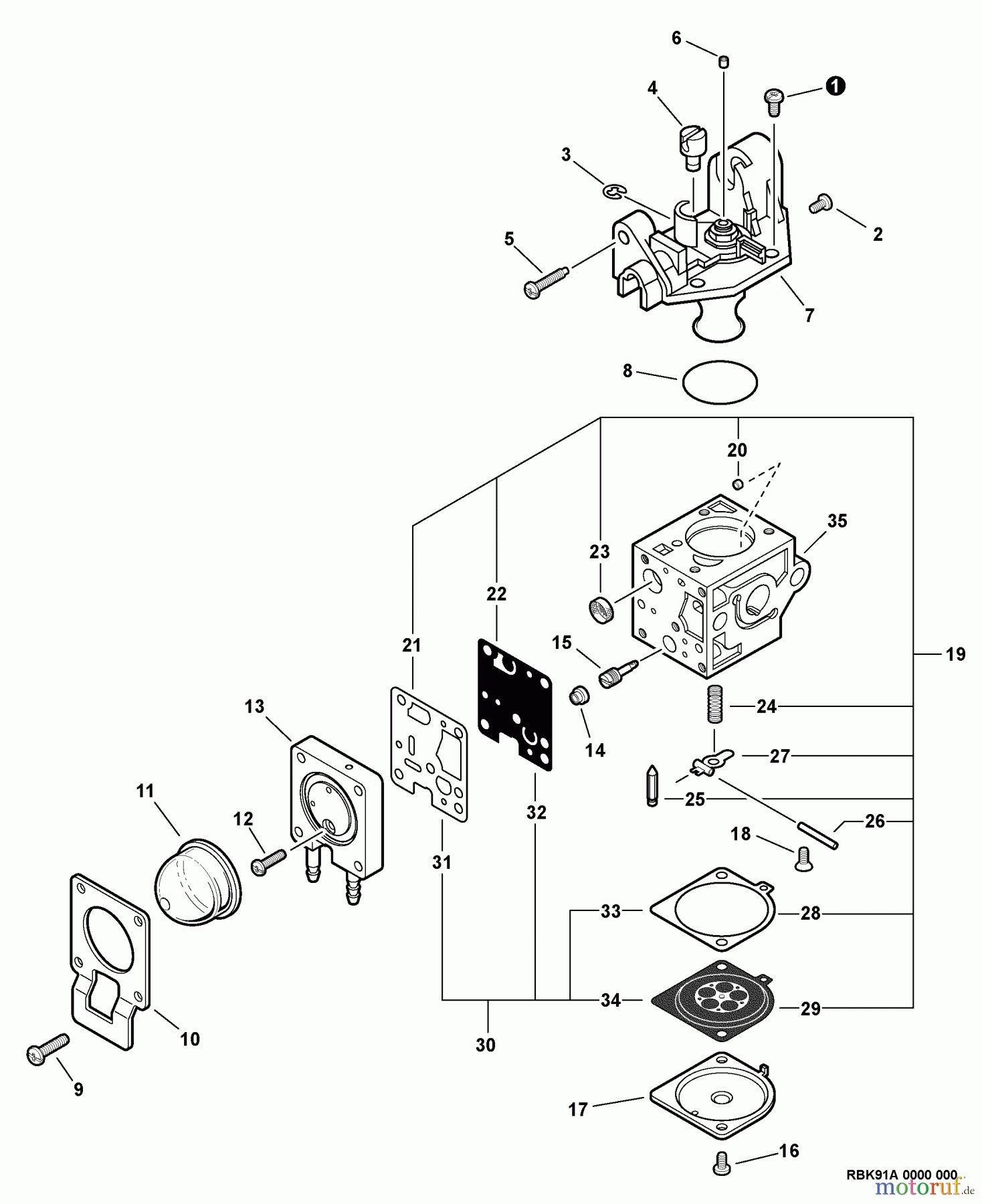  Echo Heckenscheren HC-165 - Echo Hedge Trimmer, S/N: S84013001001 - S84013999999 Carburetor -- RB-K91A  S/N: S84013002069 - S84013999999