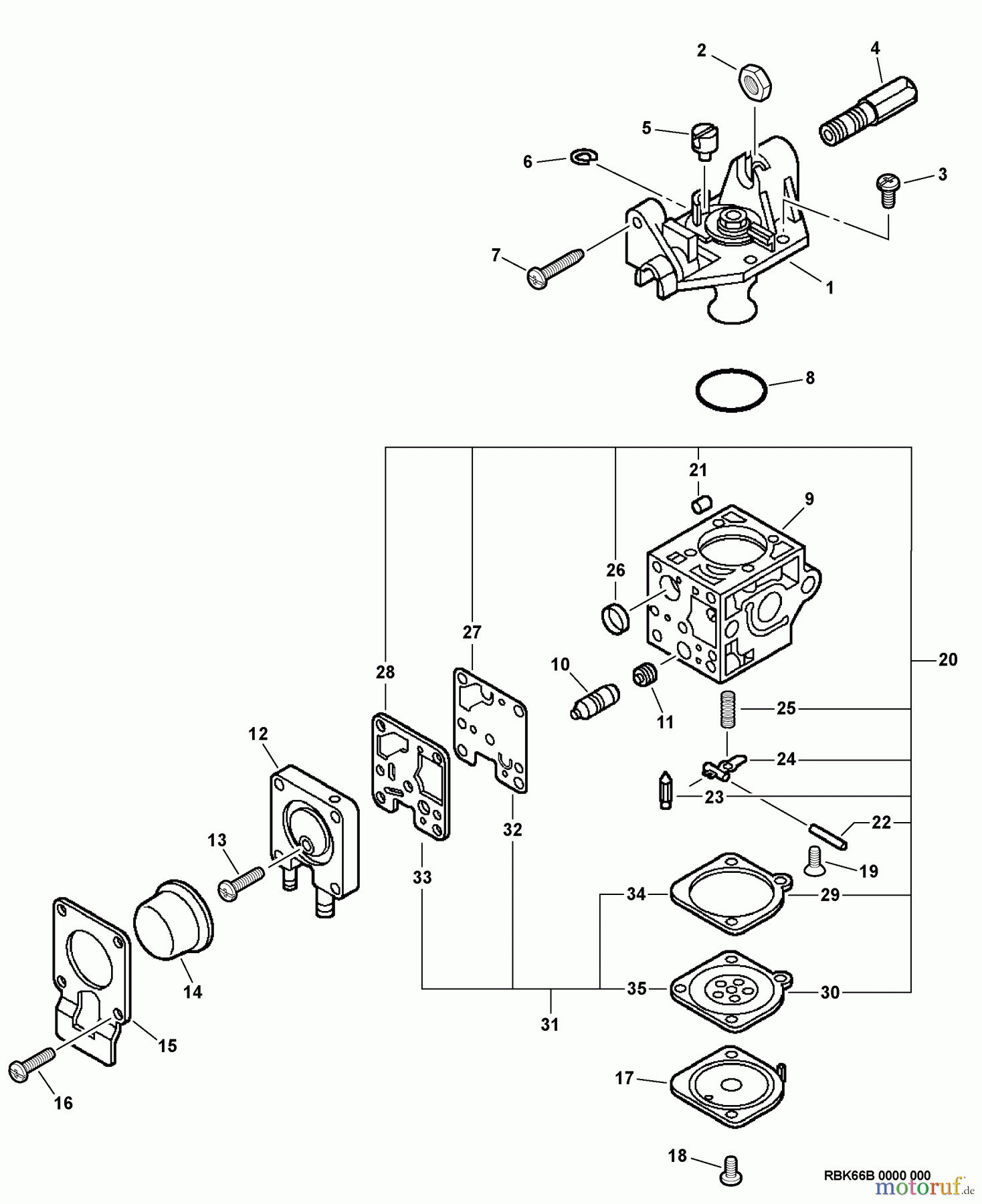  Echo Trimmer, Faden / Bürste SRM-211SB - Echo String Trimmer, S/N: 06001001 - 06999999 Carburetor -- RB-K66B  S/N: 06001001 - 06001203