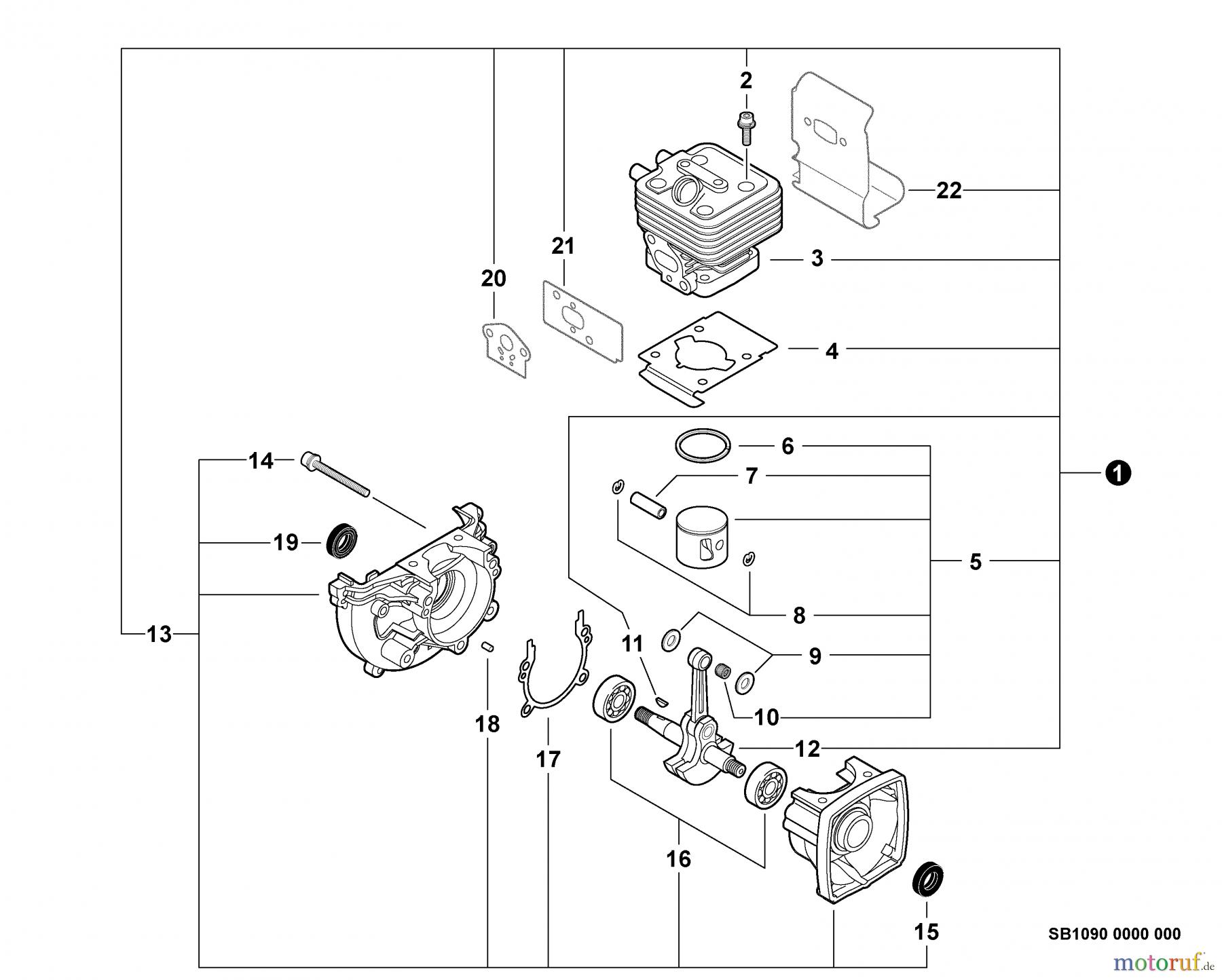  Echo Heckenscheren HCA-265 - Echo Hedge Trimmer, S/N: S84913001001 - S84913999999 Engine, Short Block -- SB1090