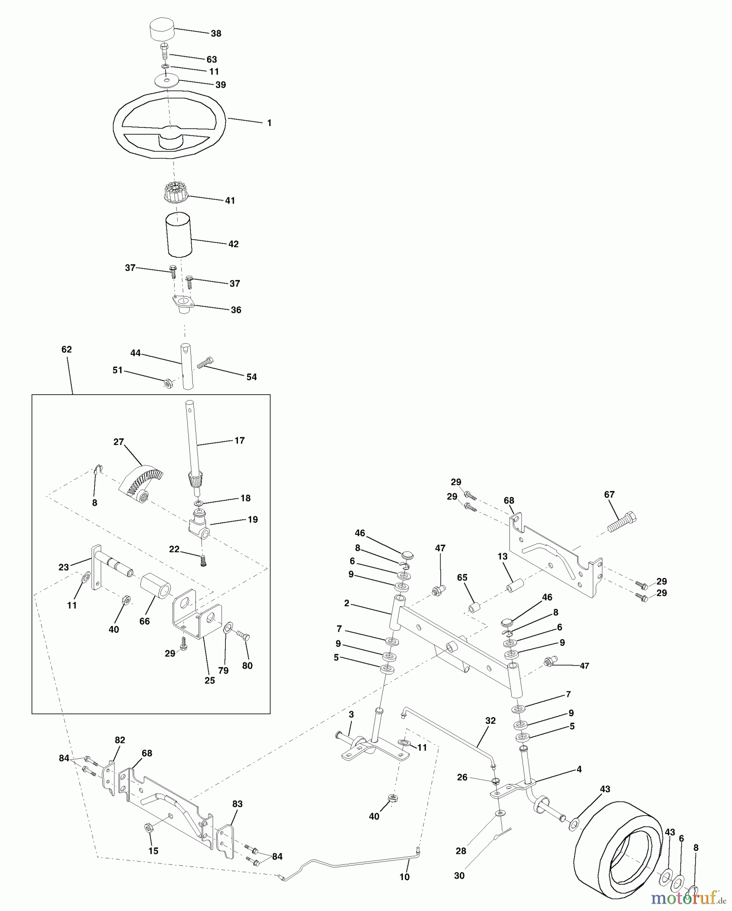 Husqvarna Rasen und Garten Traktoren YTH 180 (954140010) (HCYTH180E) - Husqvarna Yard Tractor (1997-11 & After) Steering Assembly
