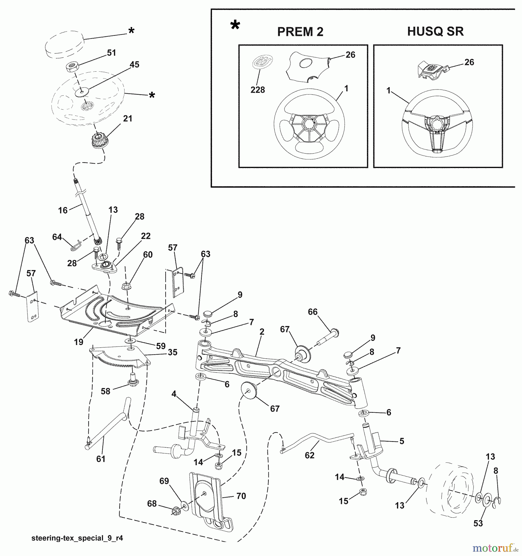 Husqvarna Rasen und Garten Traktoren YTH 20K46 (96045000410) - Husqvarna Yard Tractor (2008-12 & After) Steering Assembly