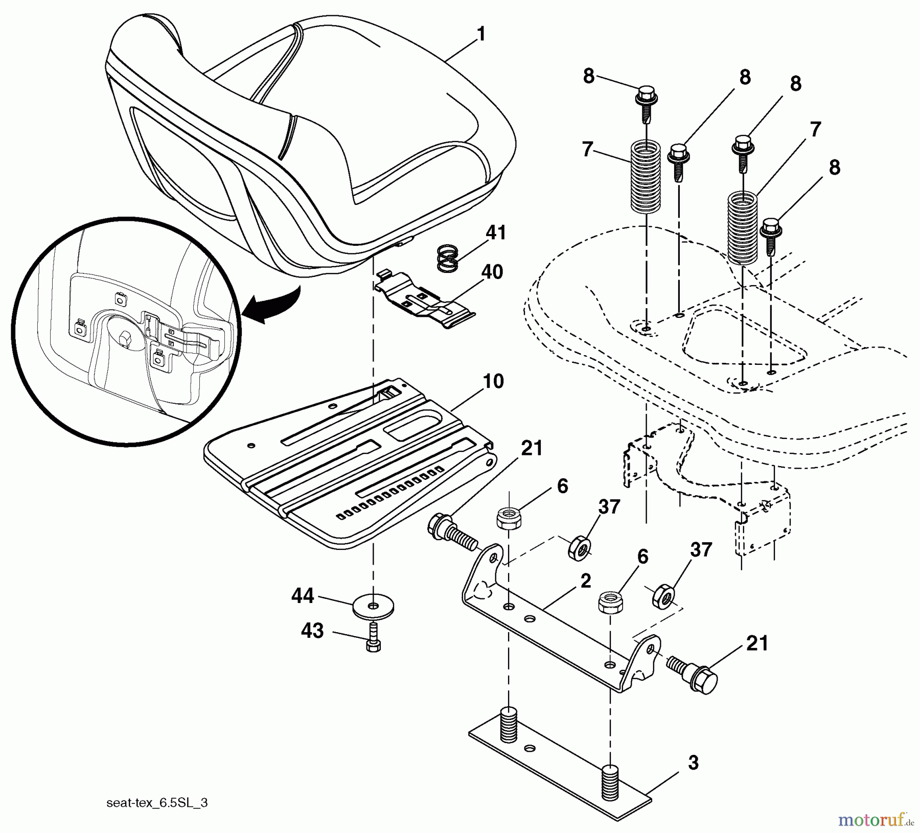  Husqvarna Rasen und Garten Traktoren YTH 22V42LS (96043009700) - Husqvarna Yard Tractor (2009-12 & After) Seat Assembly