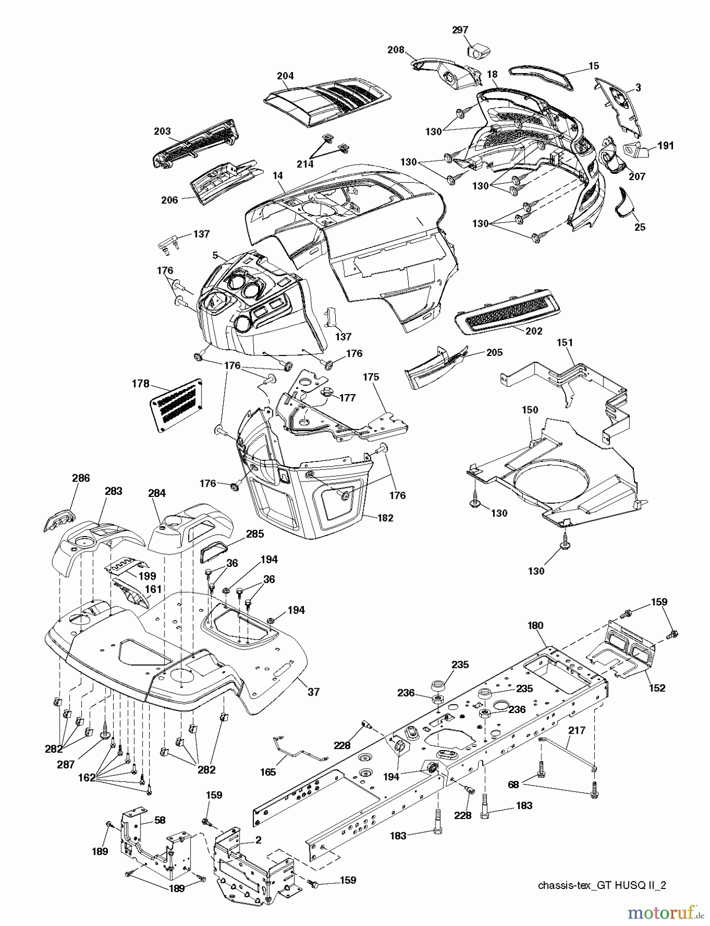  Husqvarna Rasen und Garten Traktoren YTH 22V42LS (96043011301) - Husqvarna Yard Tractor (2011-01 & After) CHASSIS ENCLOSURES