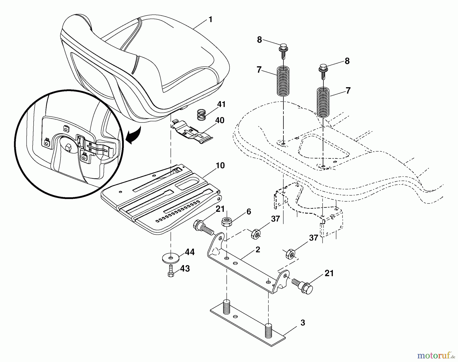 Husqvarna Rasen und Garten Traktoren YTH 2348 (96045000500) - Husqvarna Yard Tractor (2006-11 & After) Seat Assembly