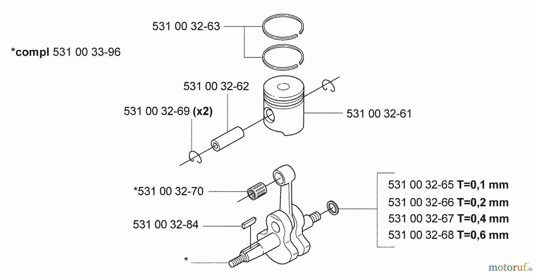  Husqvarna Bläser / Sauger / Häcksler / Mulchgeräte 145 BT - Husqvarna Backpack Blower (2005-08 & After) Piston and Crankshaft