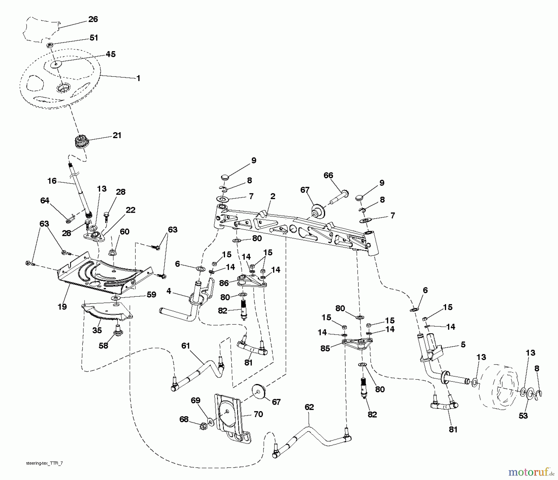 Husqvarna Rasen und Garten Traktoren YTH 2648TDRF (96041026400) - Husqvarna Yard Tractor (2011-05 & After) STEERING